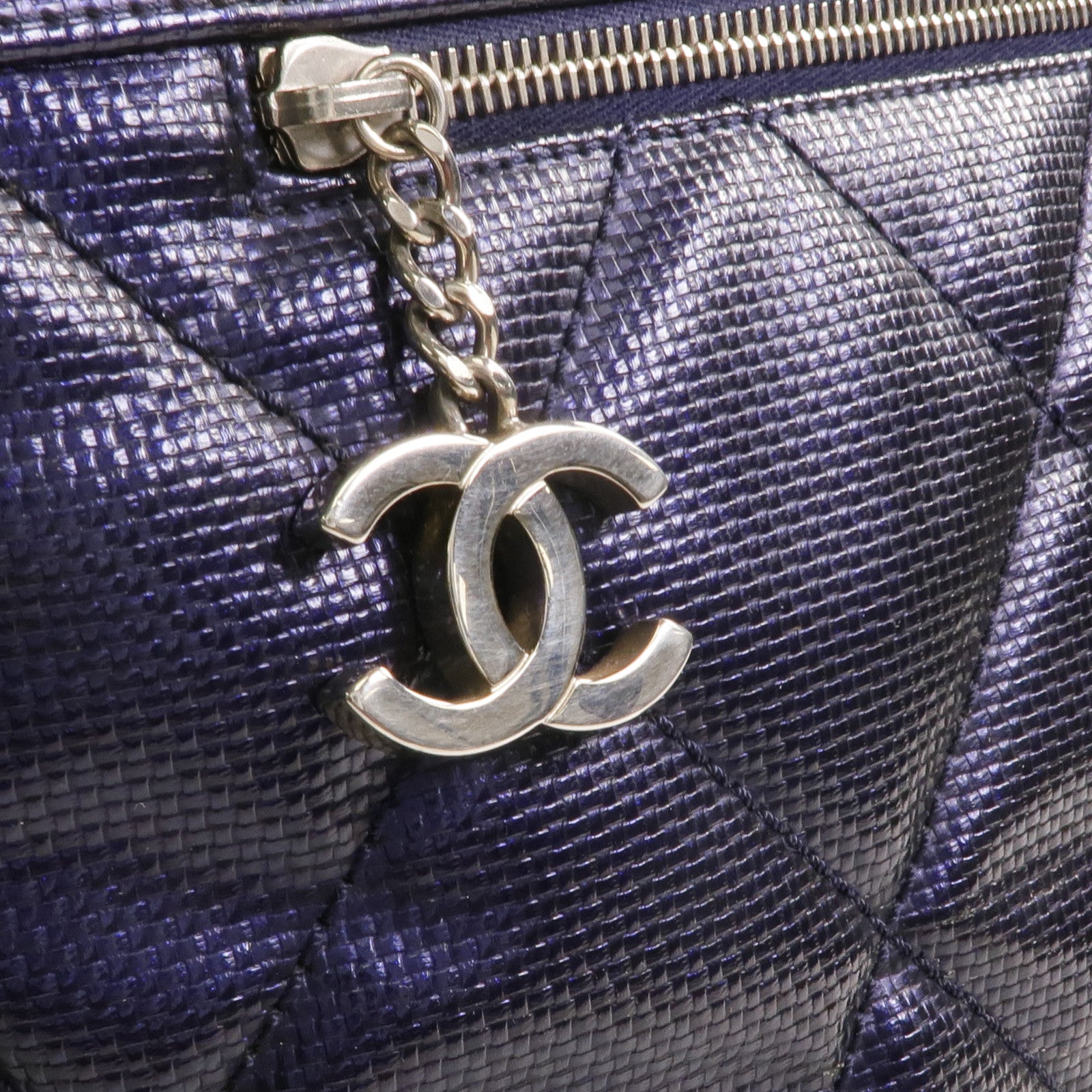 CHANEL 塗層帆布Paris Biarritz Tote Bag銀扣手挽袋