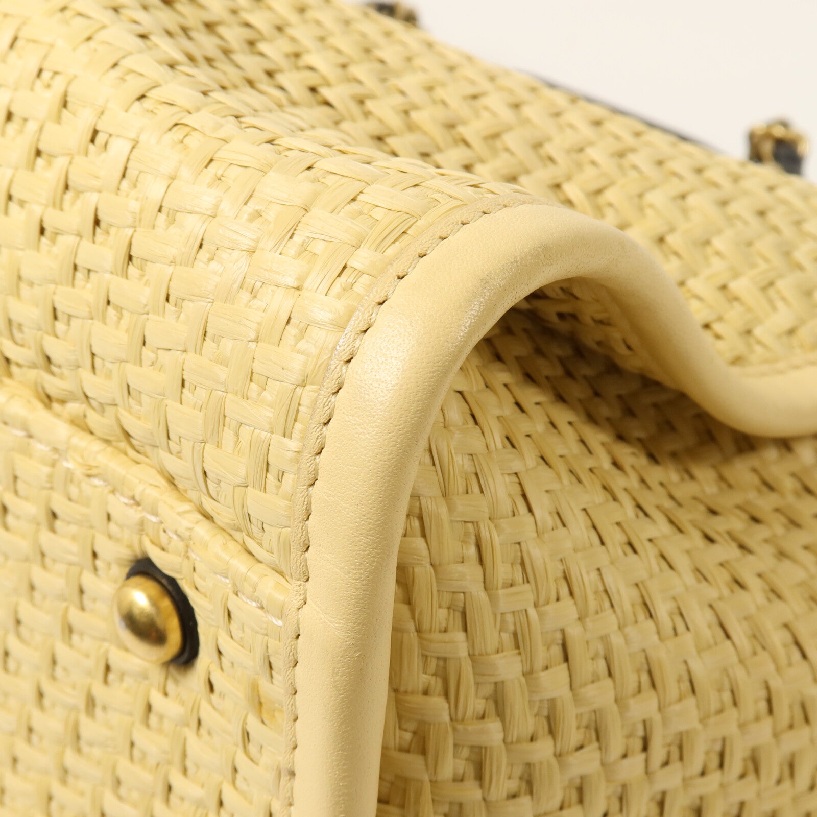 CHANEL Raffia/牛皮皮革Deauville Tote鏈帶手挽袋