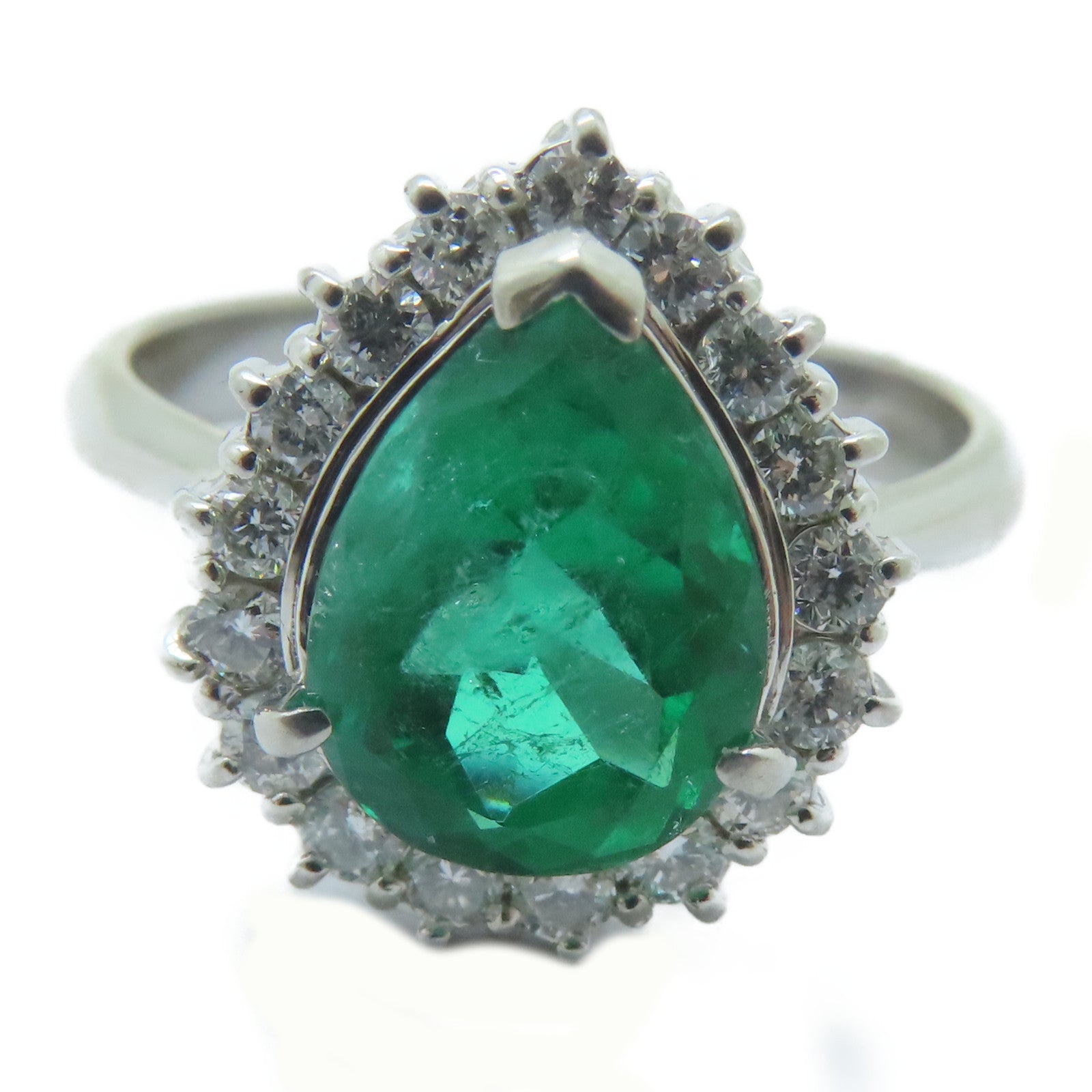 JEWELRY PT900鉑金Emerald Ring 1.85ct綠寶石/0.37ct鑽石戒指US#6.25