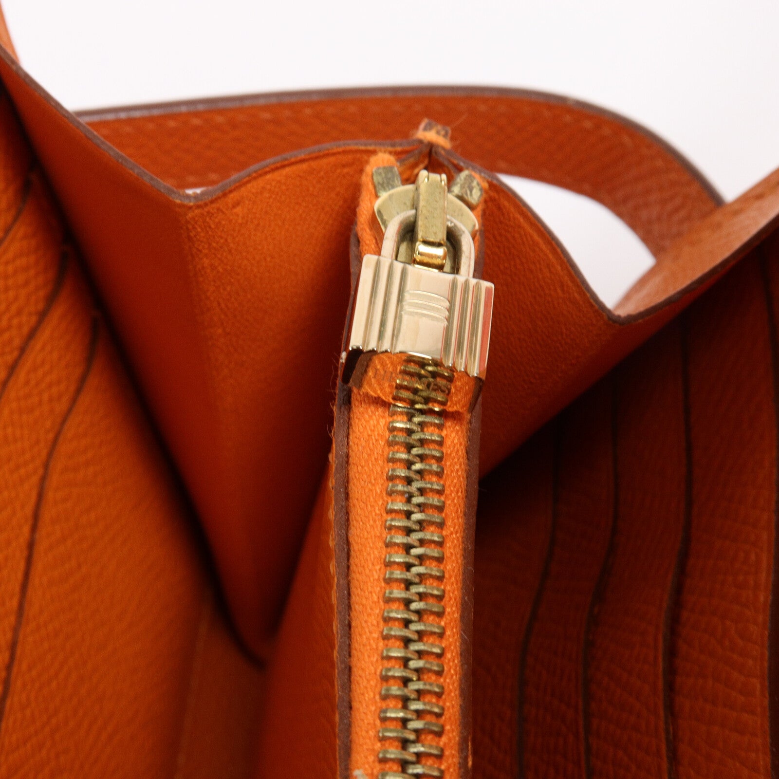 HERMES Epsom皮革Kelly Long Wallet長錢包Orange