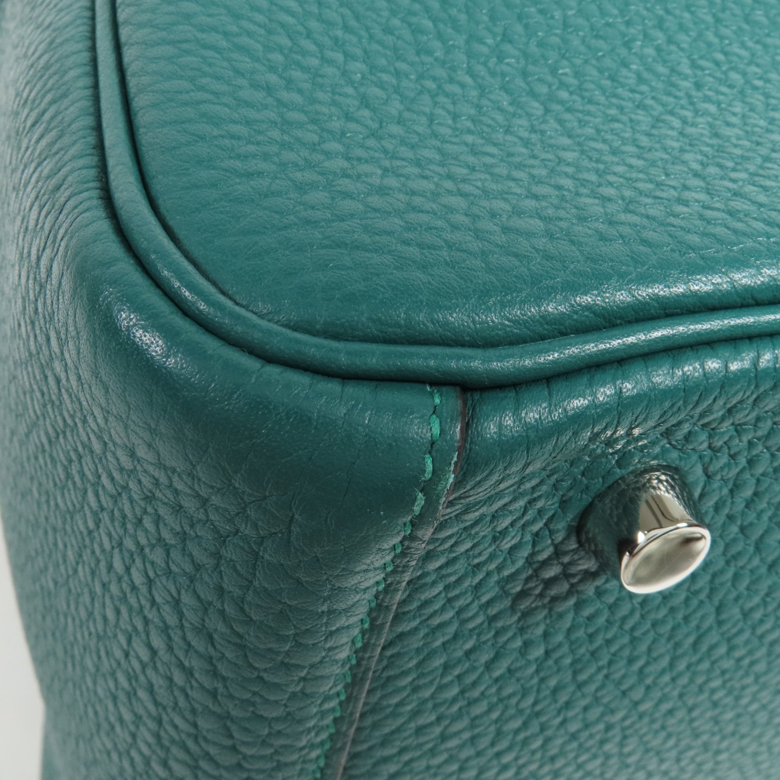 HERMES Clemence皮革Lindy 30銀扣手挽肩背兩用袋Malachite