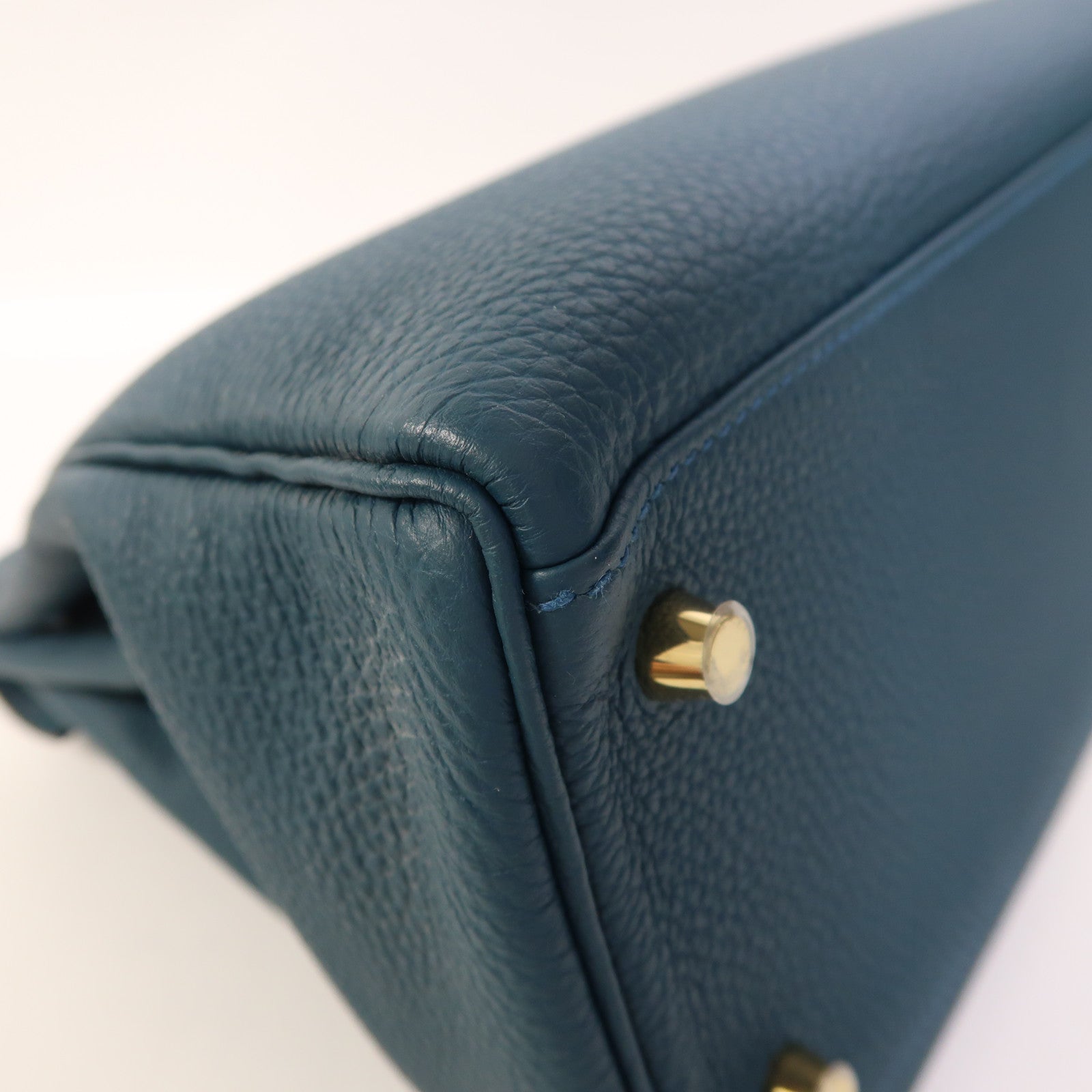HERMES Epsom皮革Kelly 32金扣手挽肩背兩用袋Bleu Tempete