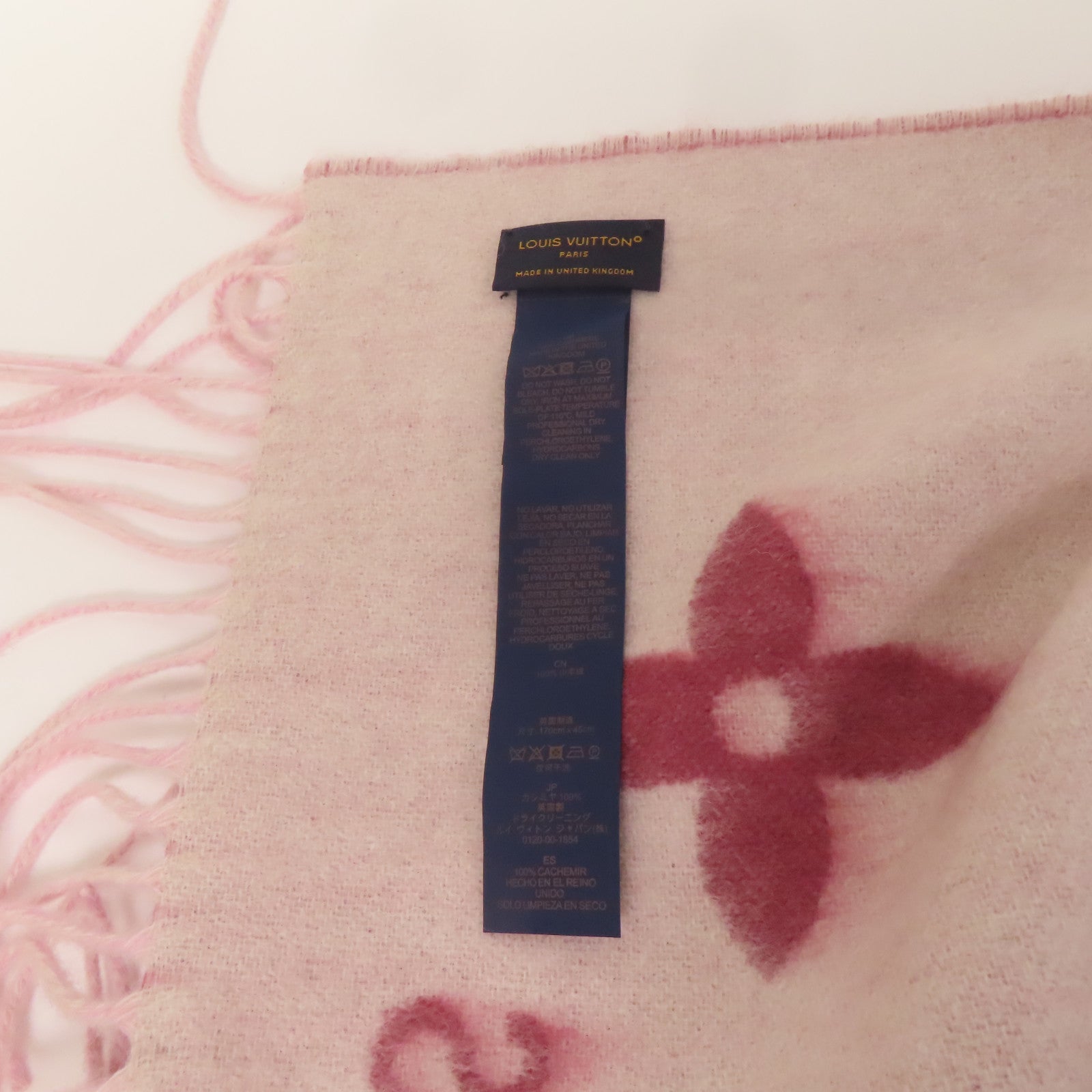 LOUIS VUITTON 羊絨Reykjavik Gradient圍巾粉紅色