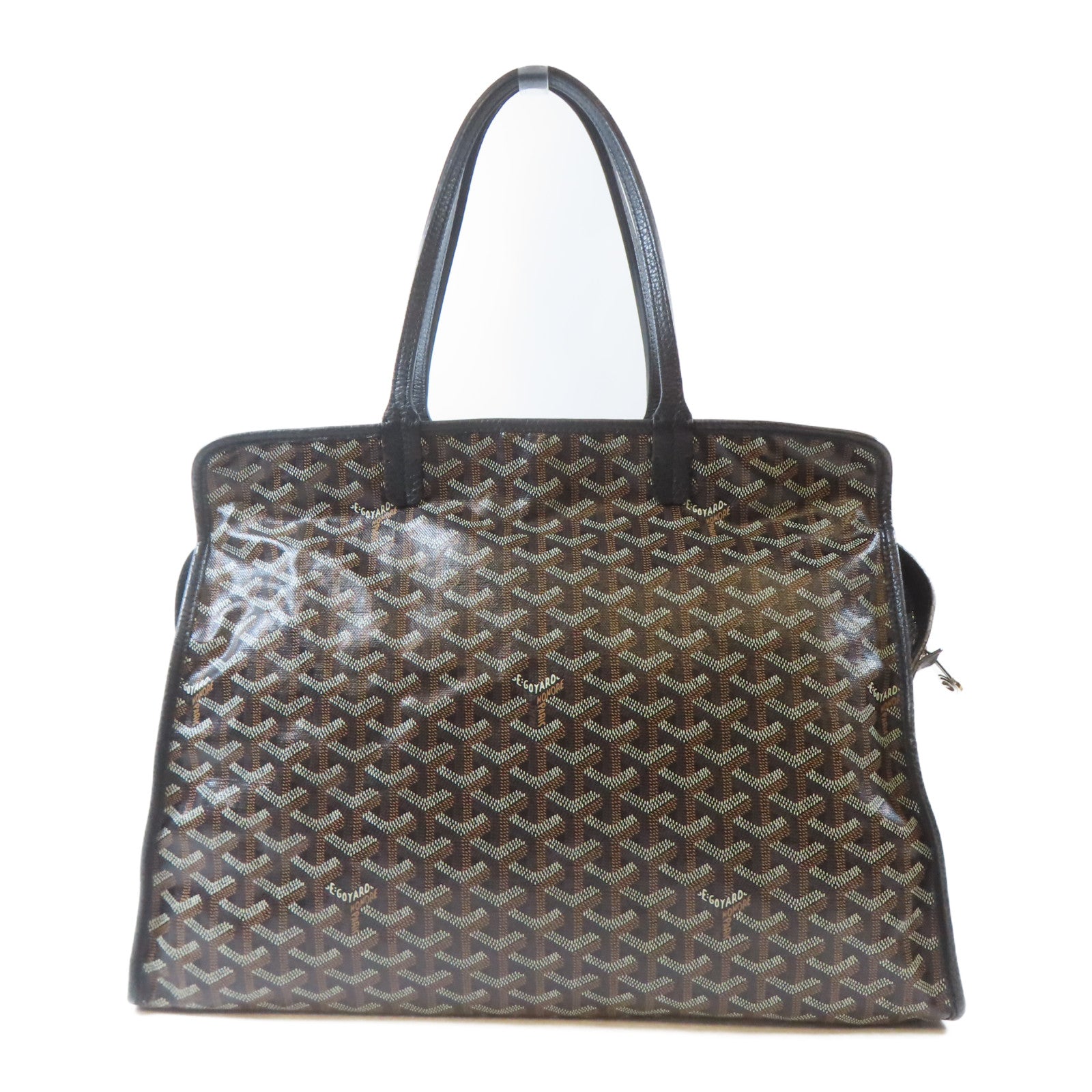 GOYARD 塗層帆布Sac Hardy Pet Carrier PM銀扣手挽袋啡色/黑色