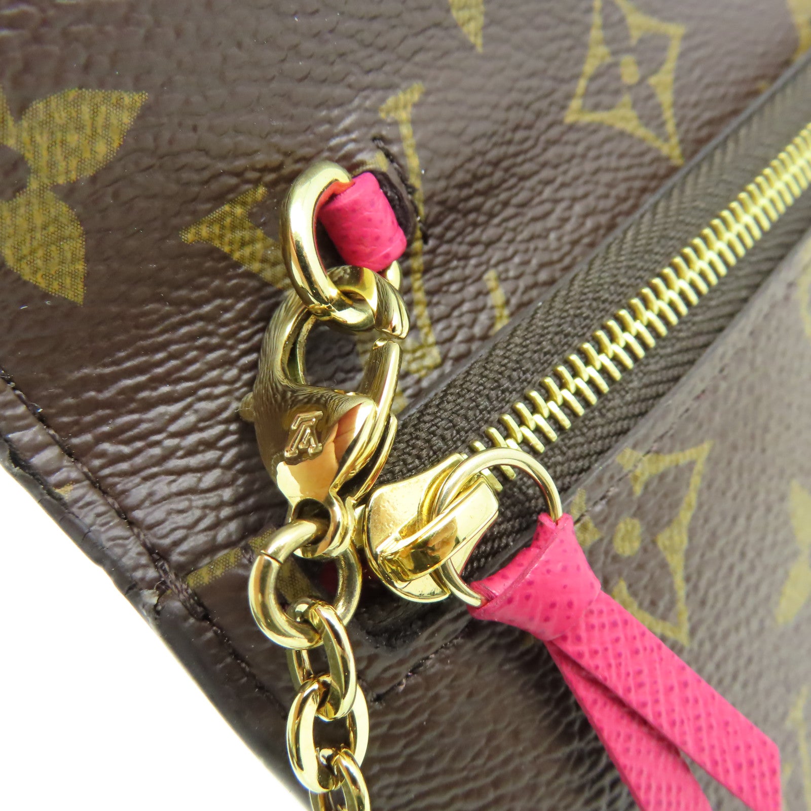 LOUIS VUITTON 【激減優惠】Monogram Pochette Weekend Wallet On Chain Shoulder Bag金扣鏈帶肩背袋啡色/粉紅色