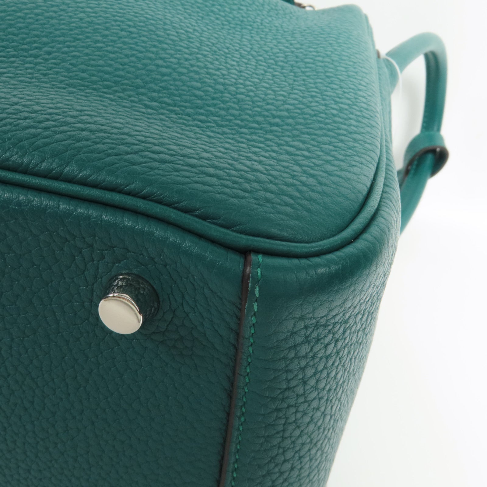 HERMES Clemence皮革Lindy 30銀扣手挽肩背兩用袋Malachite