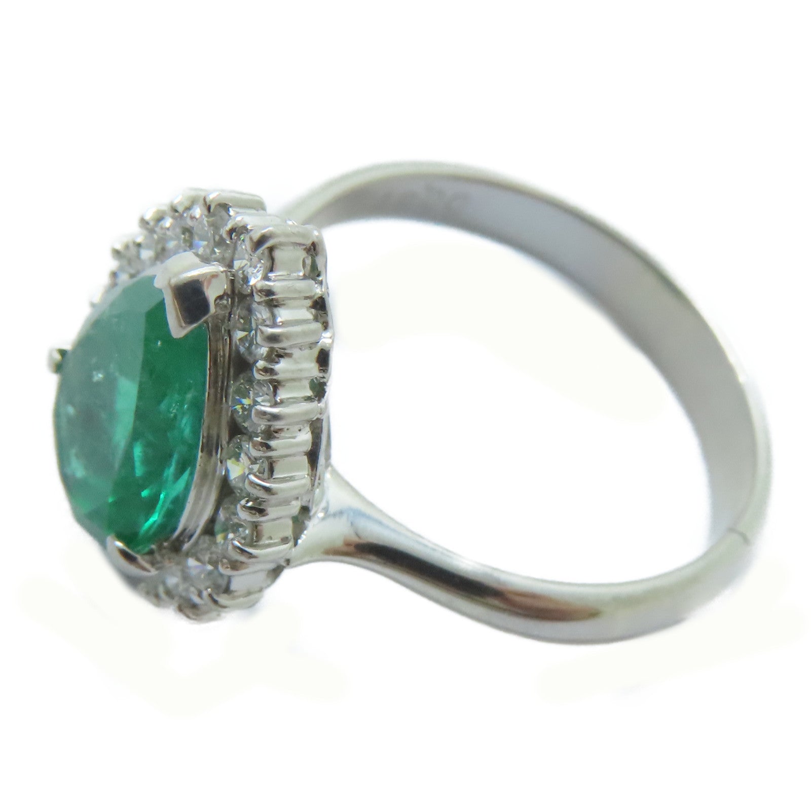 JEWELRY PT900鉑金Emerald Ring 1.85ct綠寶石/0.37ct鑽石戒指US#6.25
