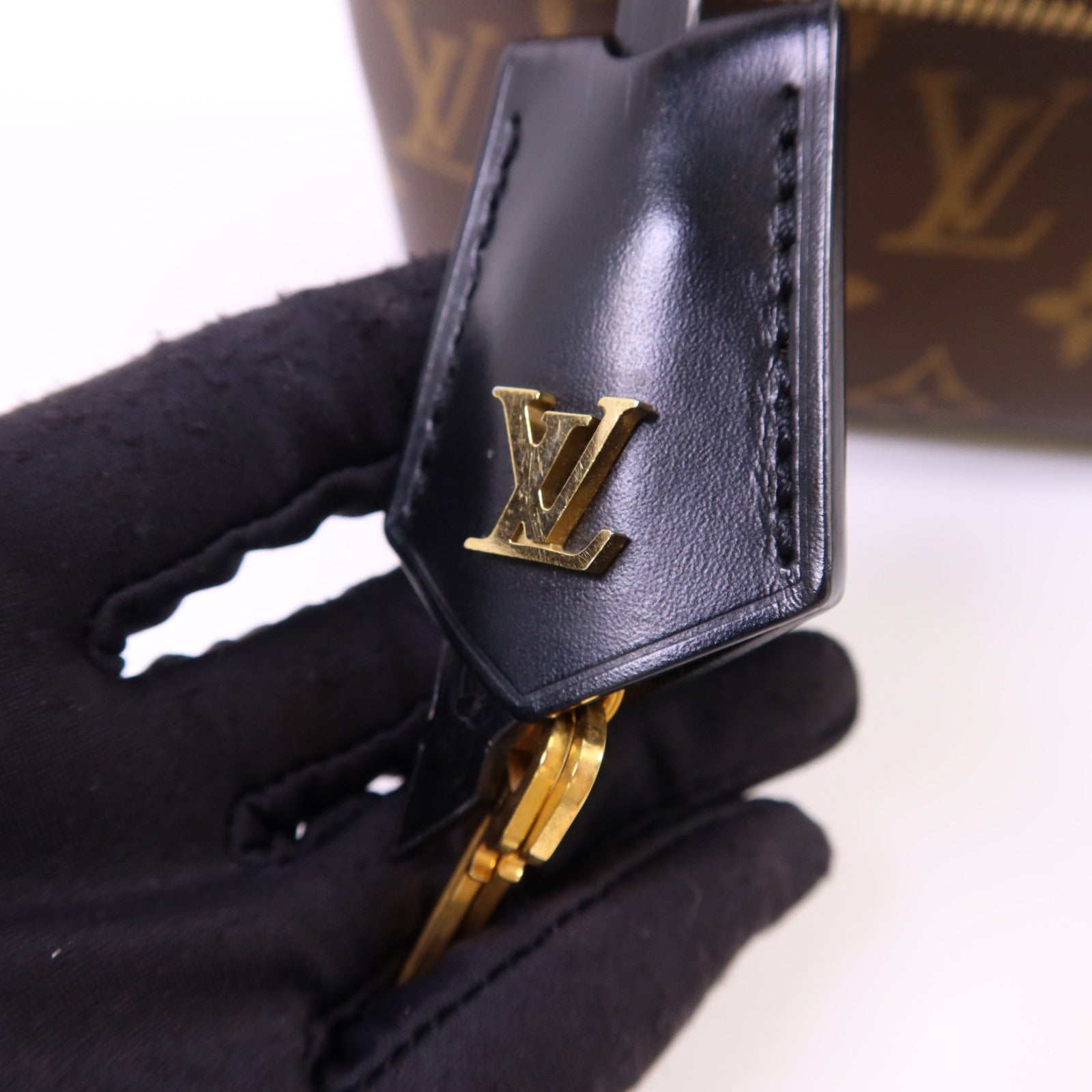 LOUIS VUITTON Monogram Reverse Vanity PM金扣手挽肩背兩用袋棕色