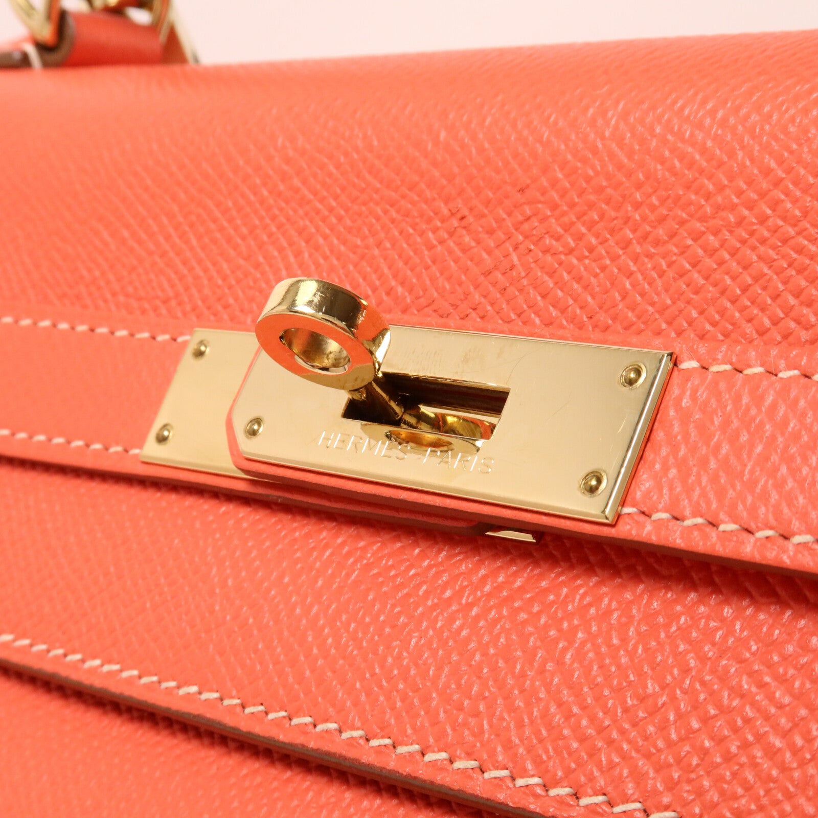 HERMES Epsom皮革/Chevre皮革Kelly 35手挽肩背兩用袋Rose Jaipur/Gold