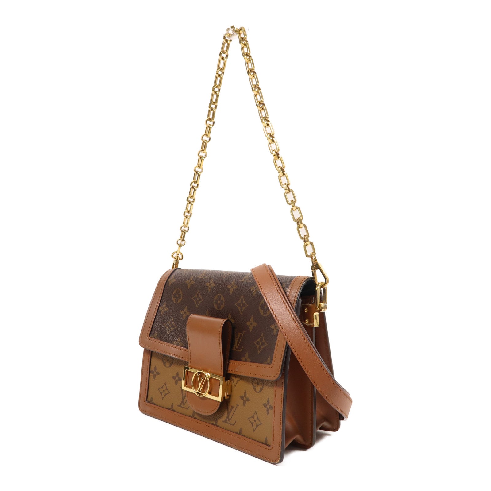 LOUIS VUITTON Monogram Reverse Dauphine MM金扣肩背袋