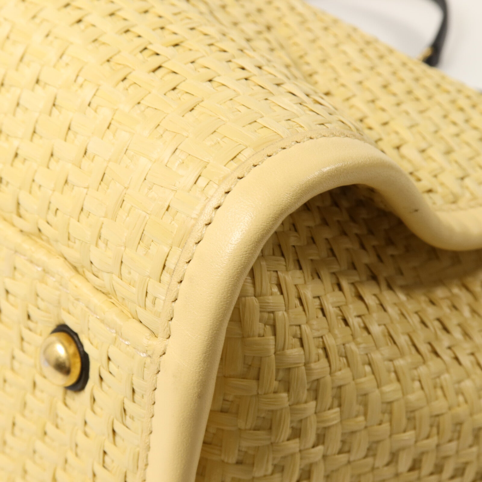 CHANEL Raffia/牛皮皮革Deauville Tote鏈帶手挽袋
