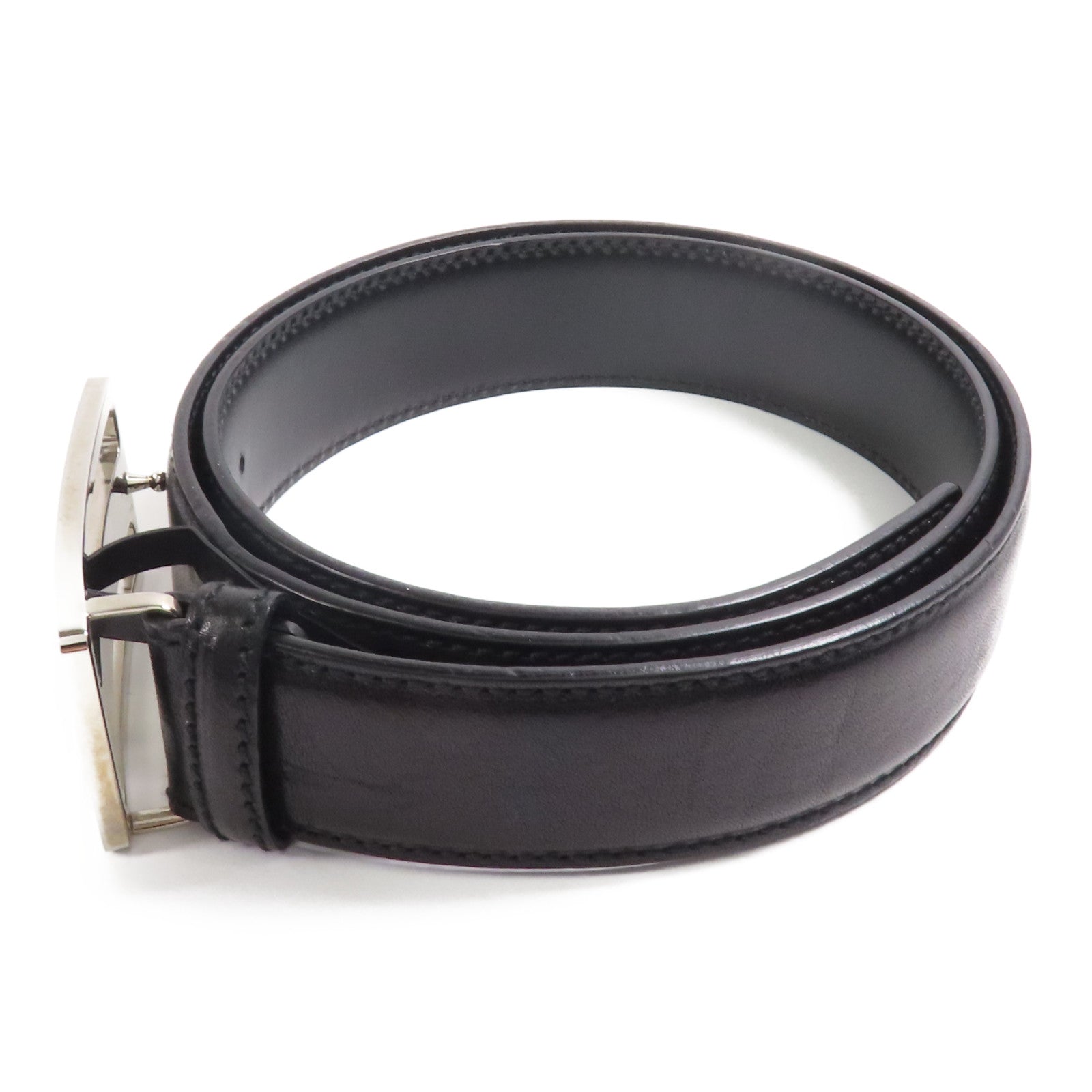 GUCCI 牛皮皮革Belt 90cm銀扣皮帶