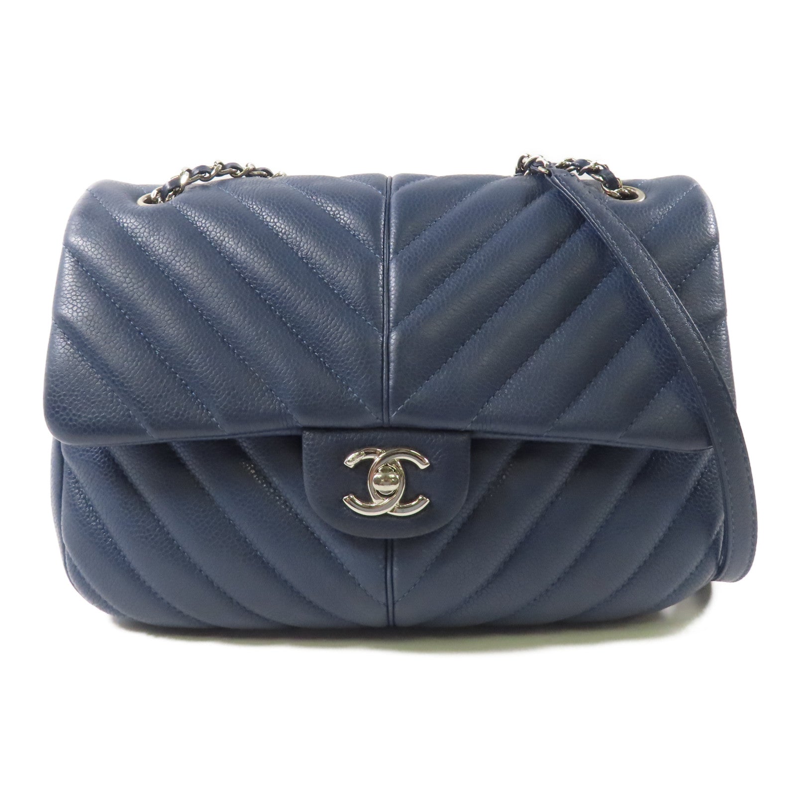 CHANEL 【激減優惠】牛皮皮革Chain Shoulder銀扣鏈帶肩背袋