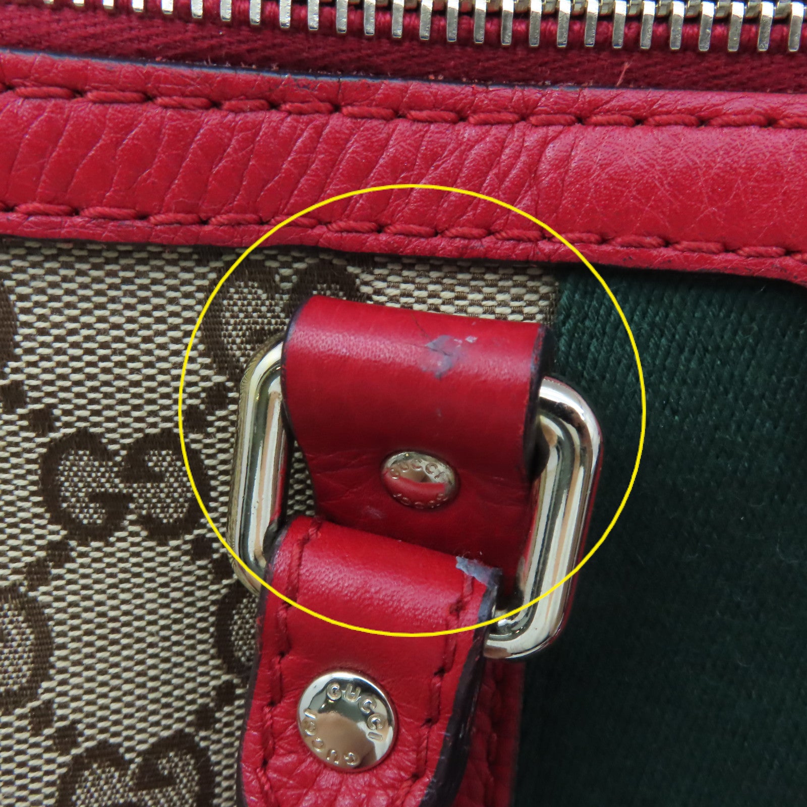 GUCCI GG帆布2Way Shoulder Bag手挽肩背兩用袋啡色/紅色