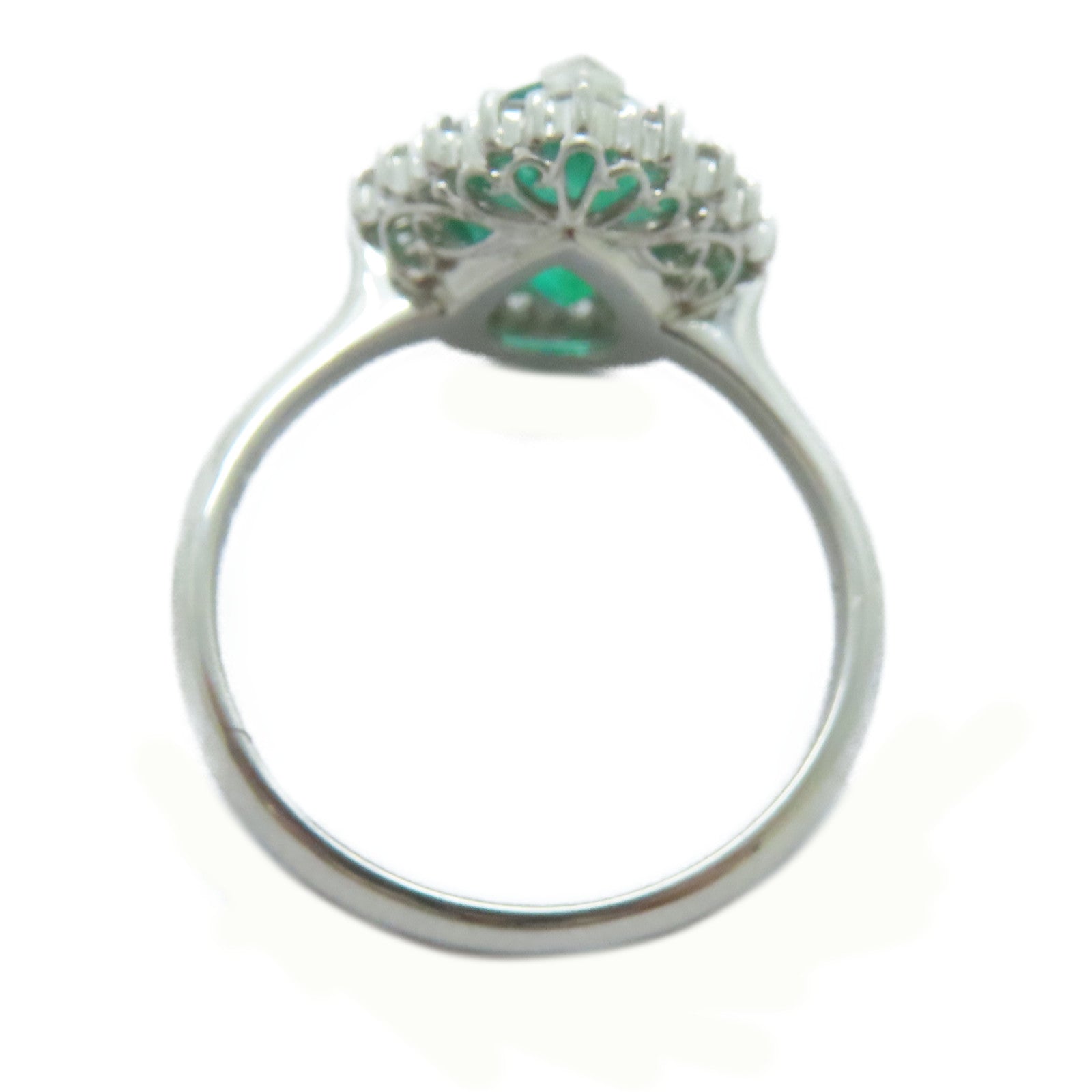 JEWELRY PT900鉑金Emerald Ring 1.85ct綠寶石/0.37ct鑽石戒指US#6.25