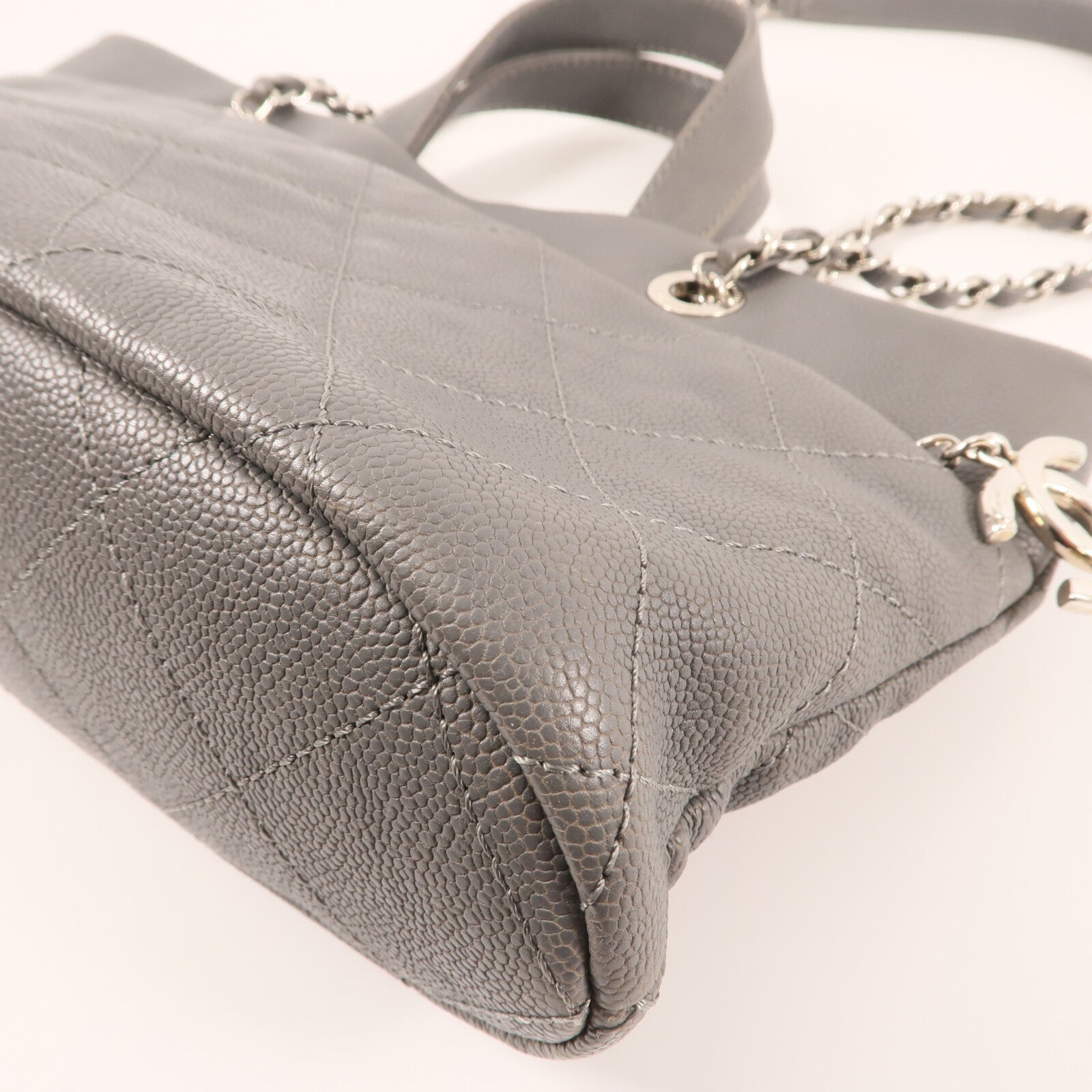CHANEL 牛皮皮革Shoulder Bag銀扣手挽肩背兩用袋