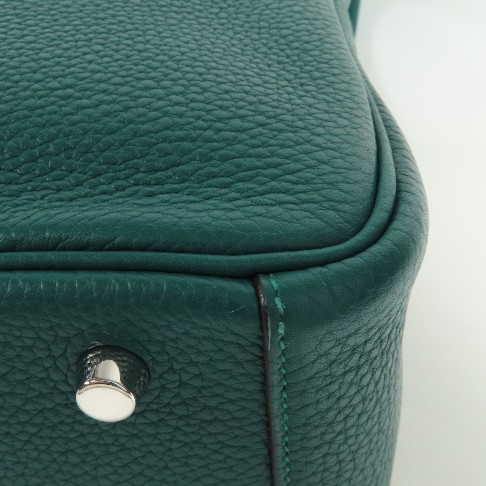 HERMES Clemence皮革Lindy 30銀扣手挽肩背兩用袋Malachite