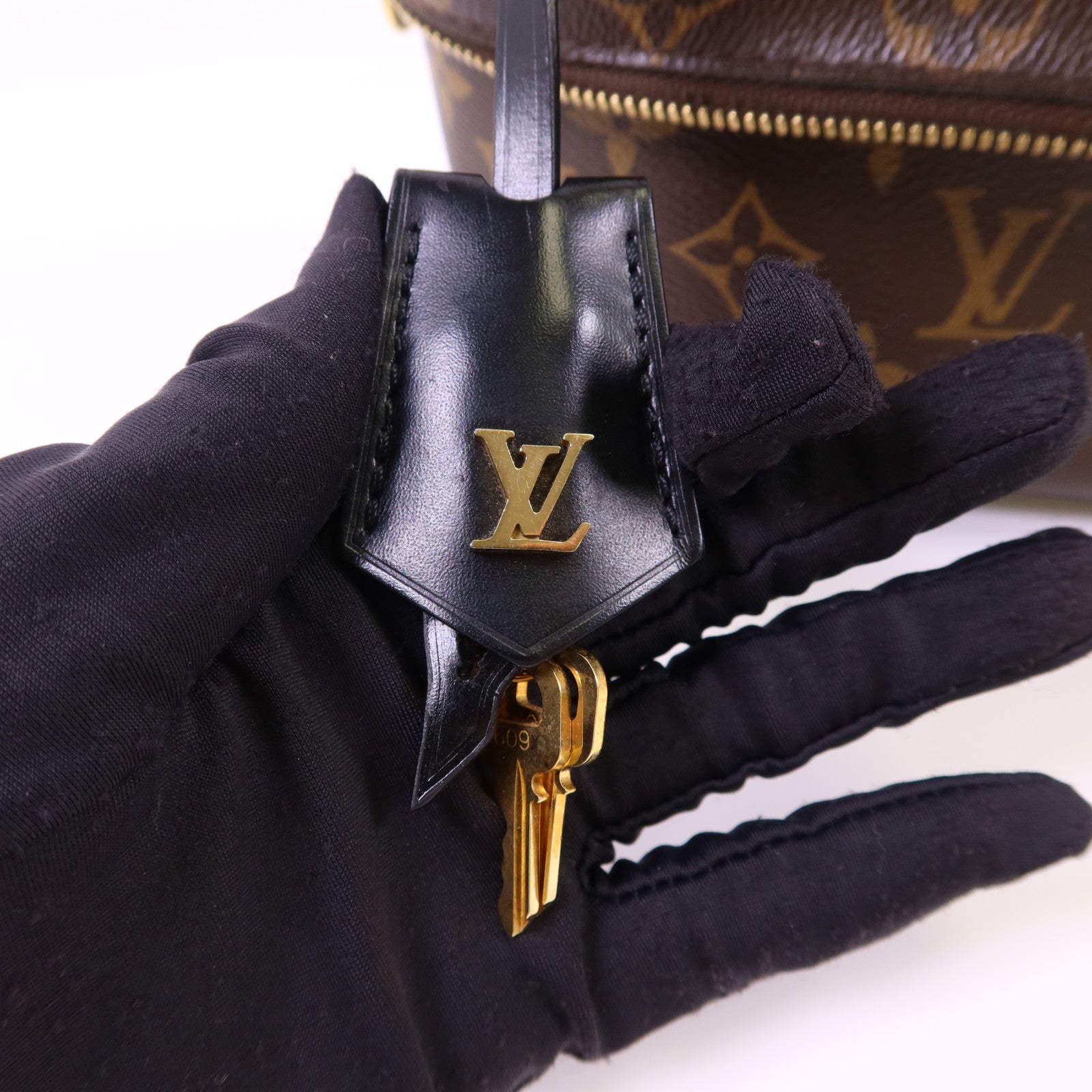 LOUIS VUITTON Monogram Reverse Vanity PM金扣手挽肩背兩用袋棕色