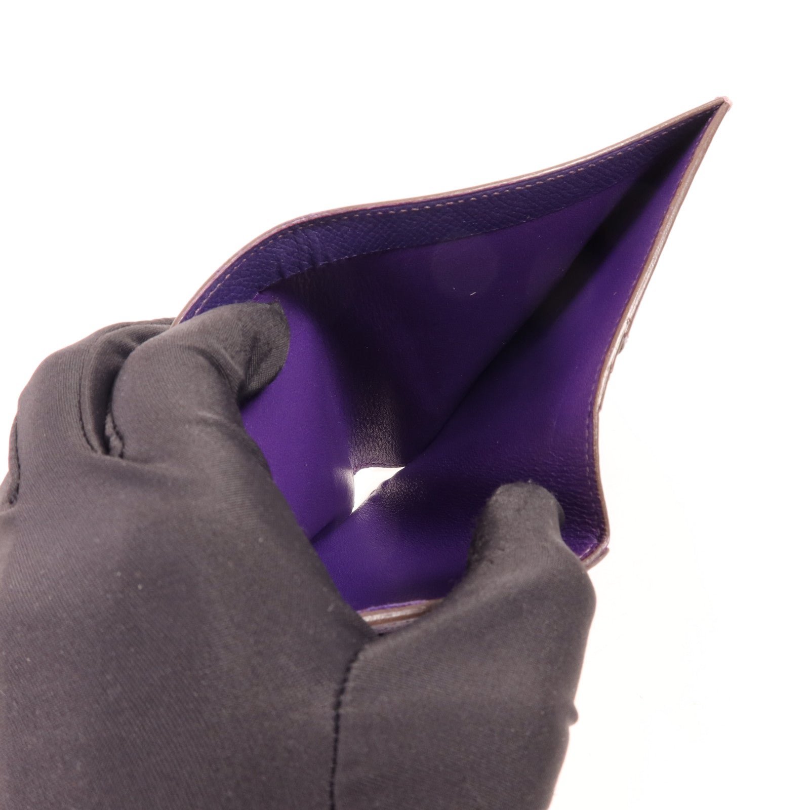 HERMES Epsom皮革Bearn Compact Wallet銀扣錢包