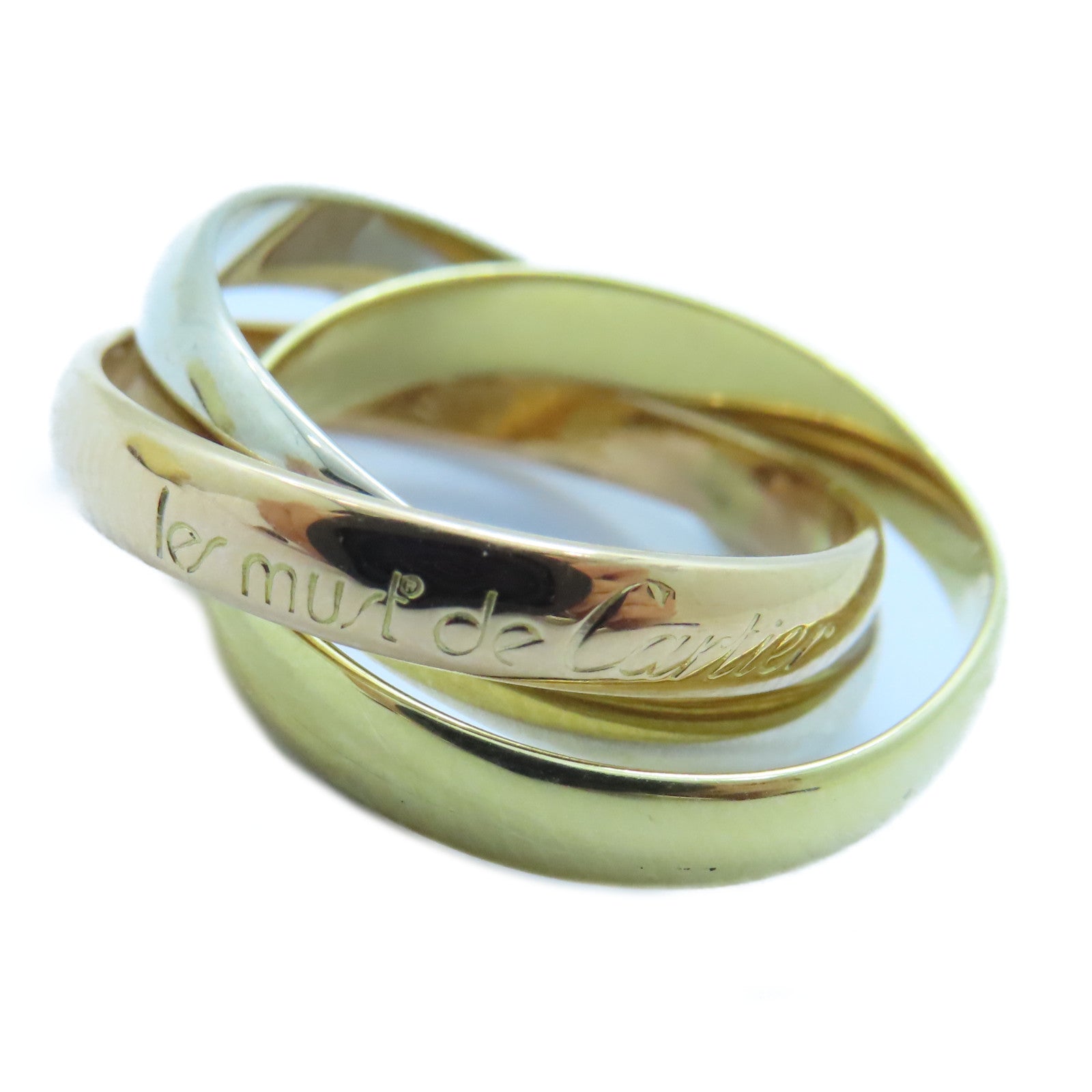 CARTIER 18K黃金/白金/玫瑰金Trinity戒指Cartier#52/US#6.25