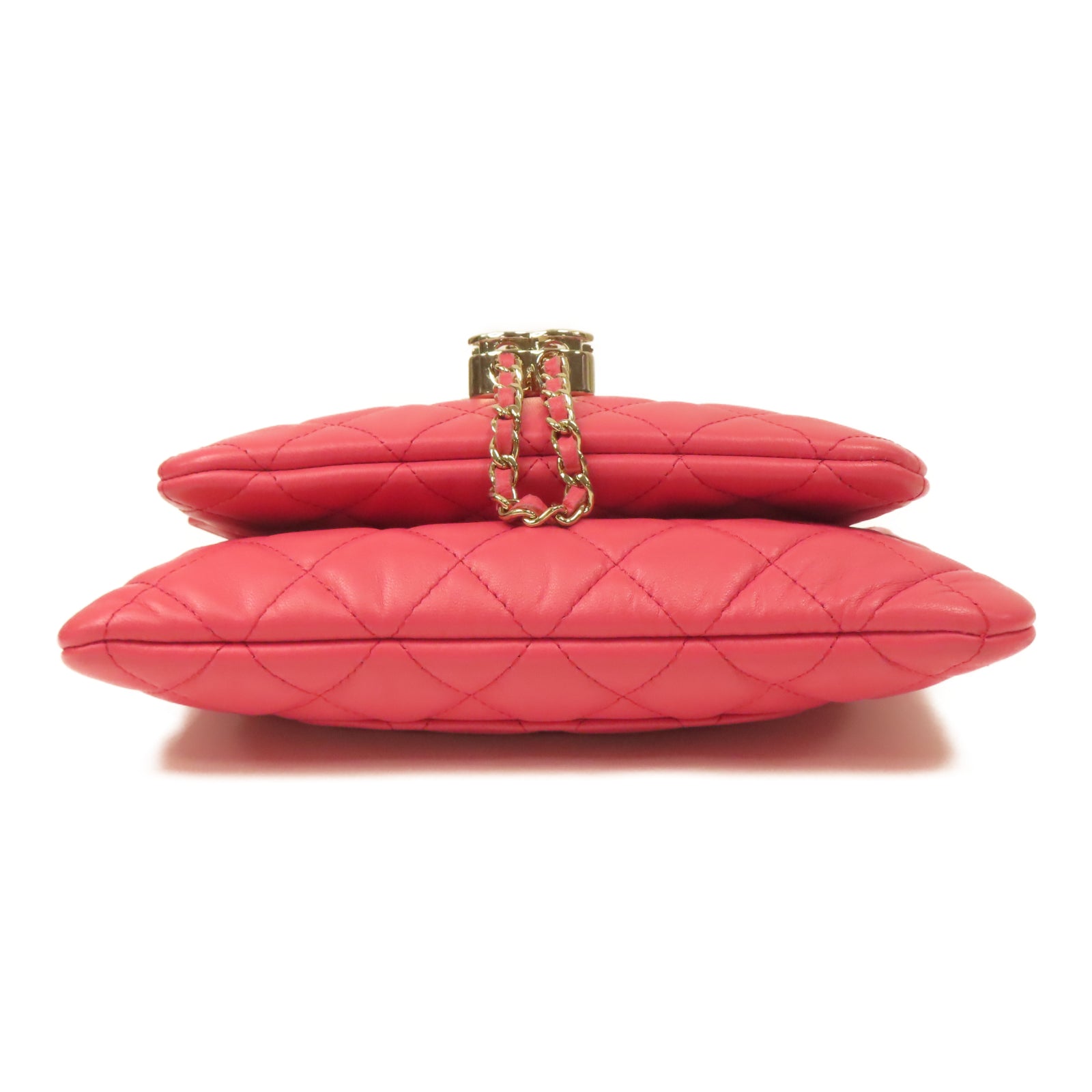 CHANEL 【激減優惠】菱格羊皮皮革Chain Shoulder Bag金扣肩背袋粉紅色