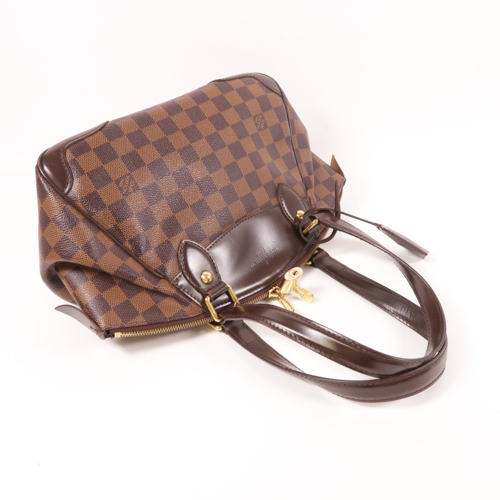 LOUIS VUITTON Damier Verona PM金扣肩背袋棕色