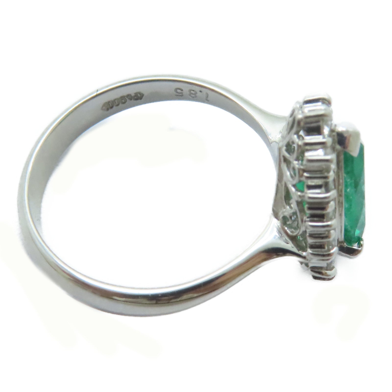 JEWELRY PT900鉑金Emerald Ring 1.85ct綠寶石/0.37ct鑽石戒指US#6.25