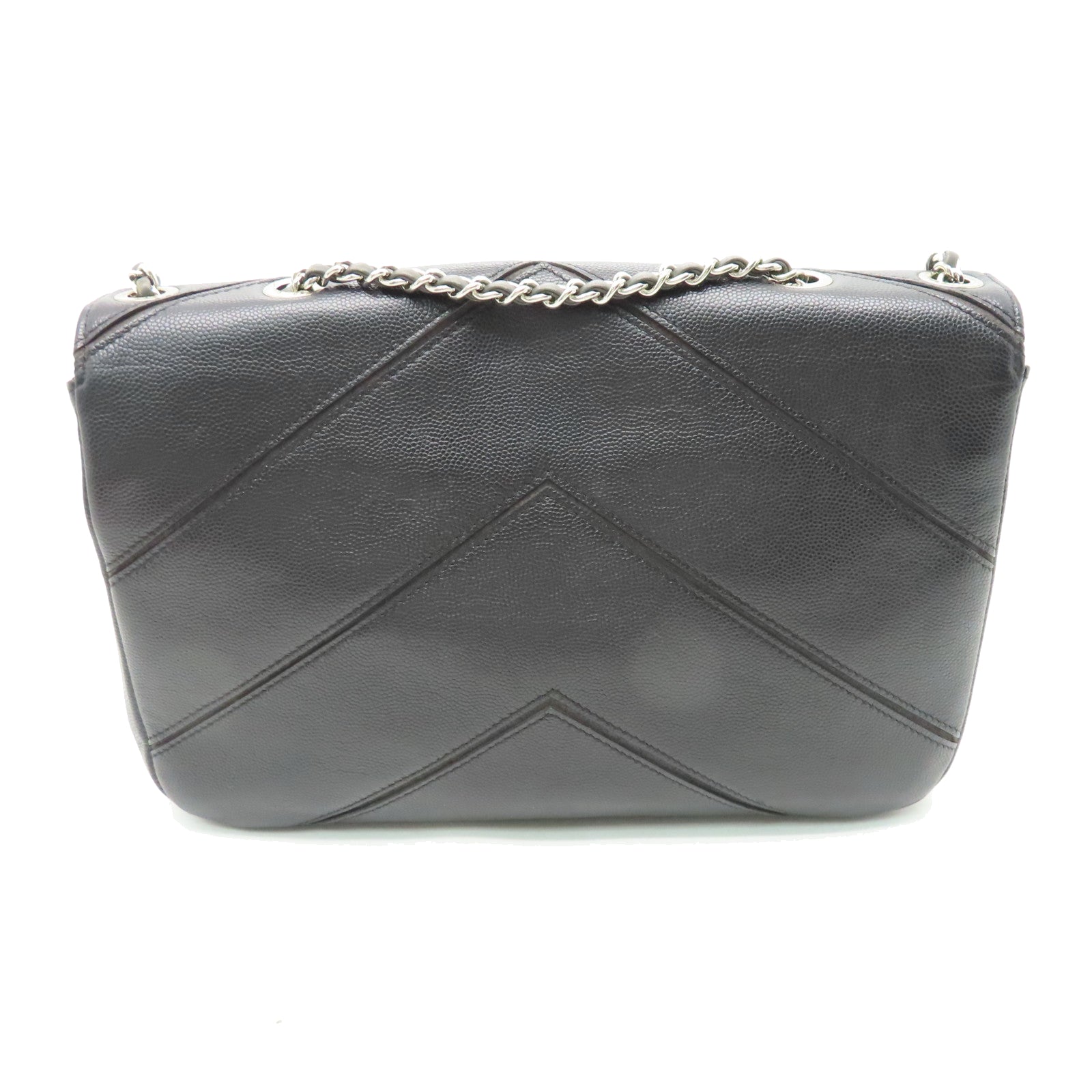 CHANEL Twill Caviar Leather Chain Shoulder Silver Buckle Chain Shoulder Bag Black