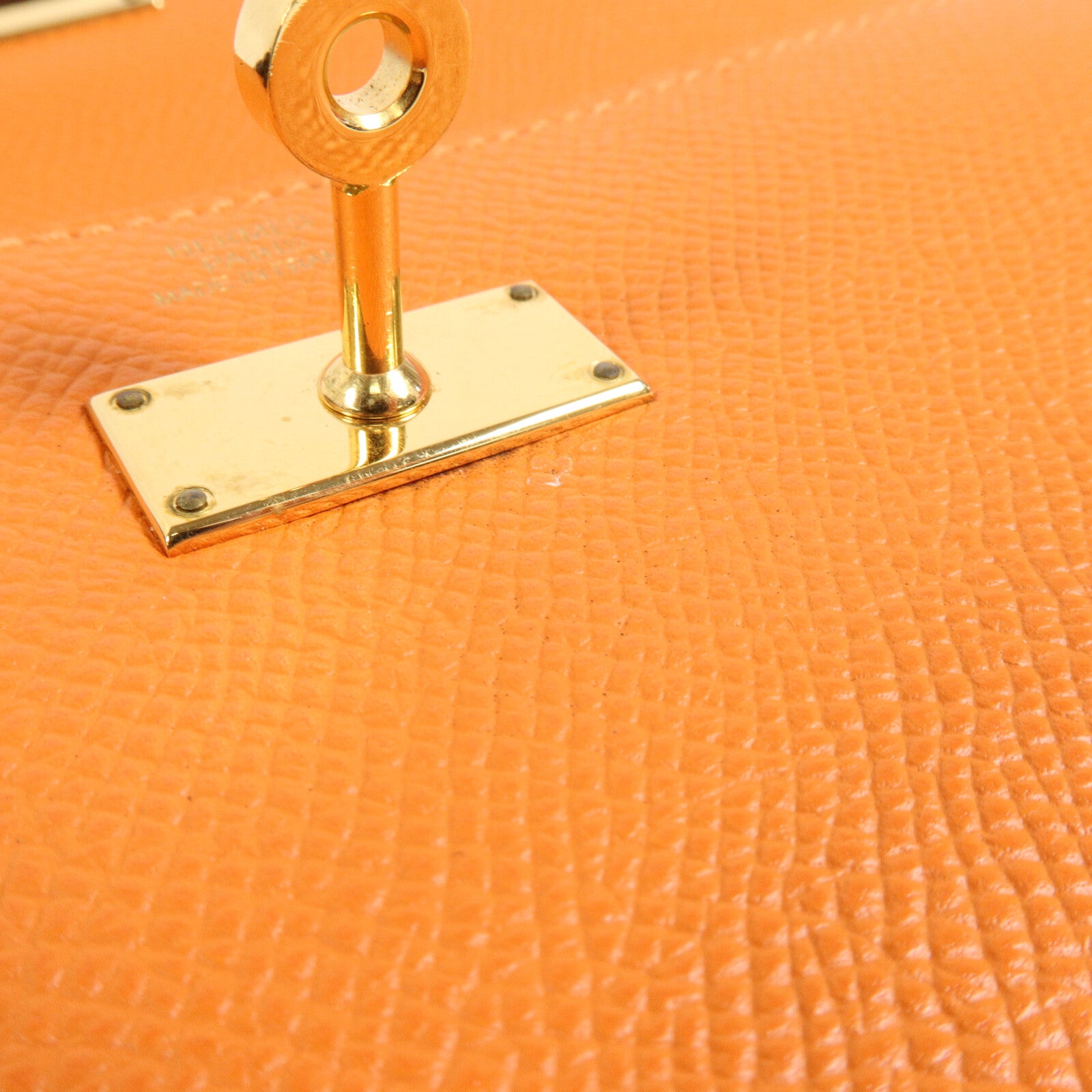 HERMES Epsom皮革Kelly Long Wallet長錢包Orange