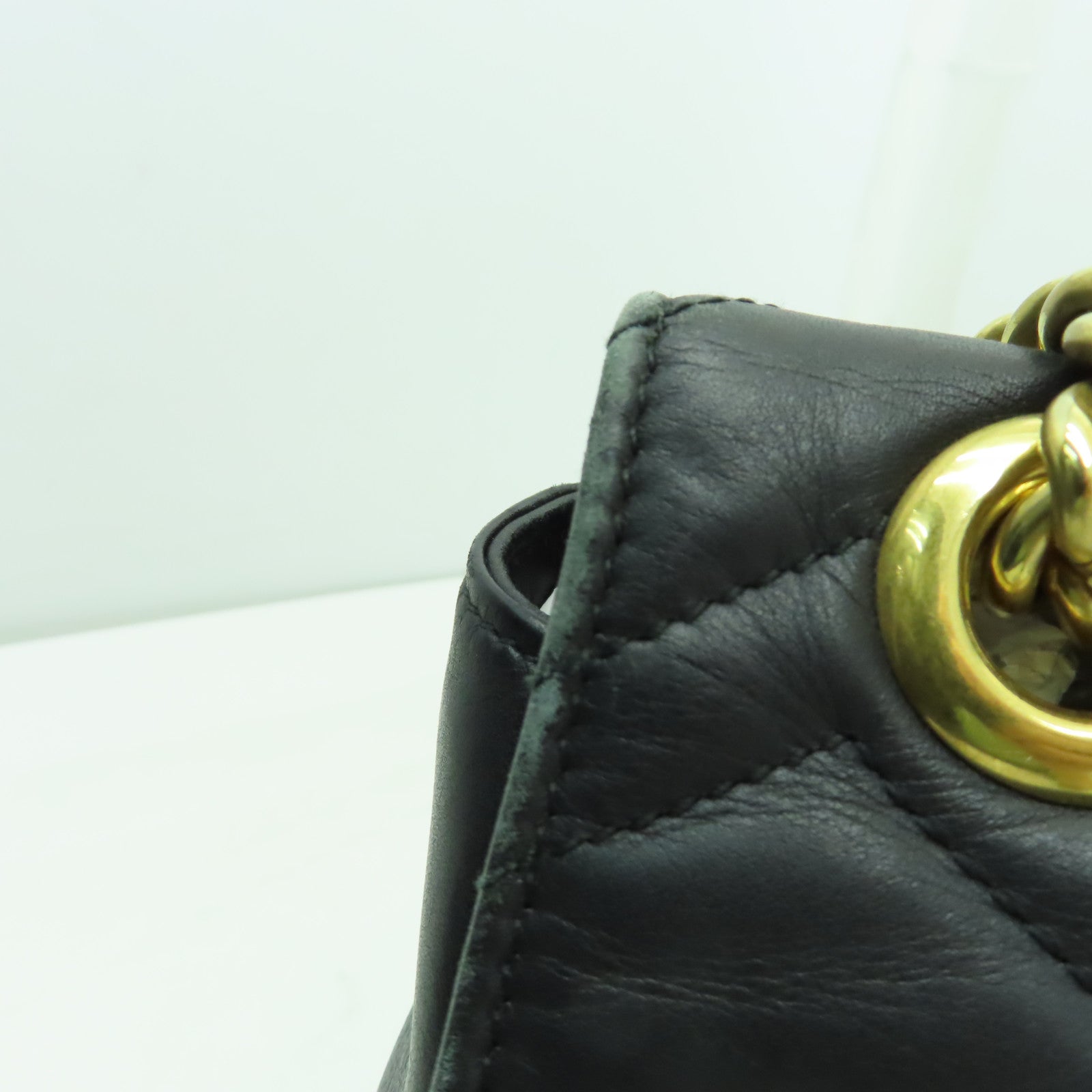GUCCI 牛皮皮革GG Marmont Bag金扣鏈帶肩背袋黒色