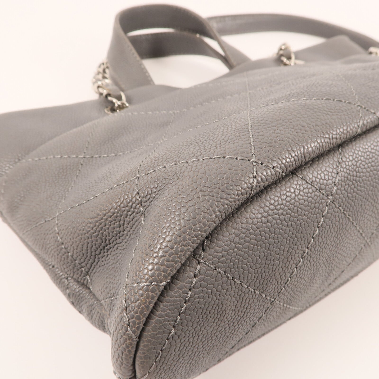 CHANEL 牛皮皮革Shoulder Bag銀扣手挽肩背兩用袋