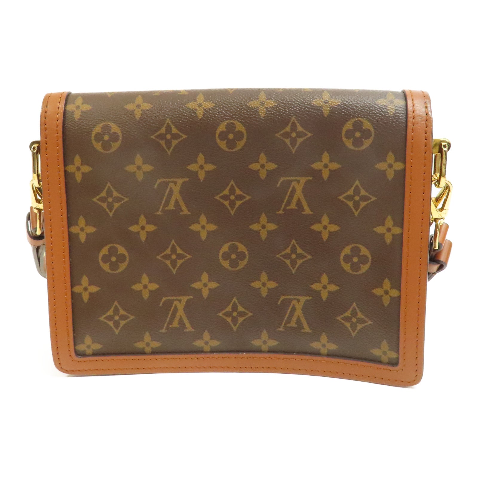 LOUIS VUITTON Monogram Dauphine MM金扣鏈帶肩背袋啡色