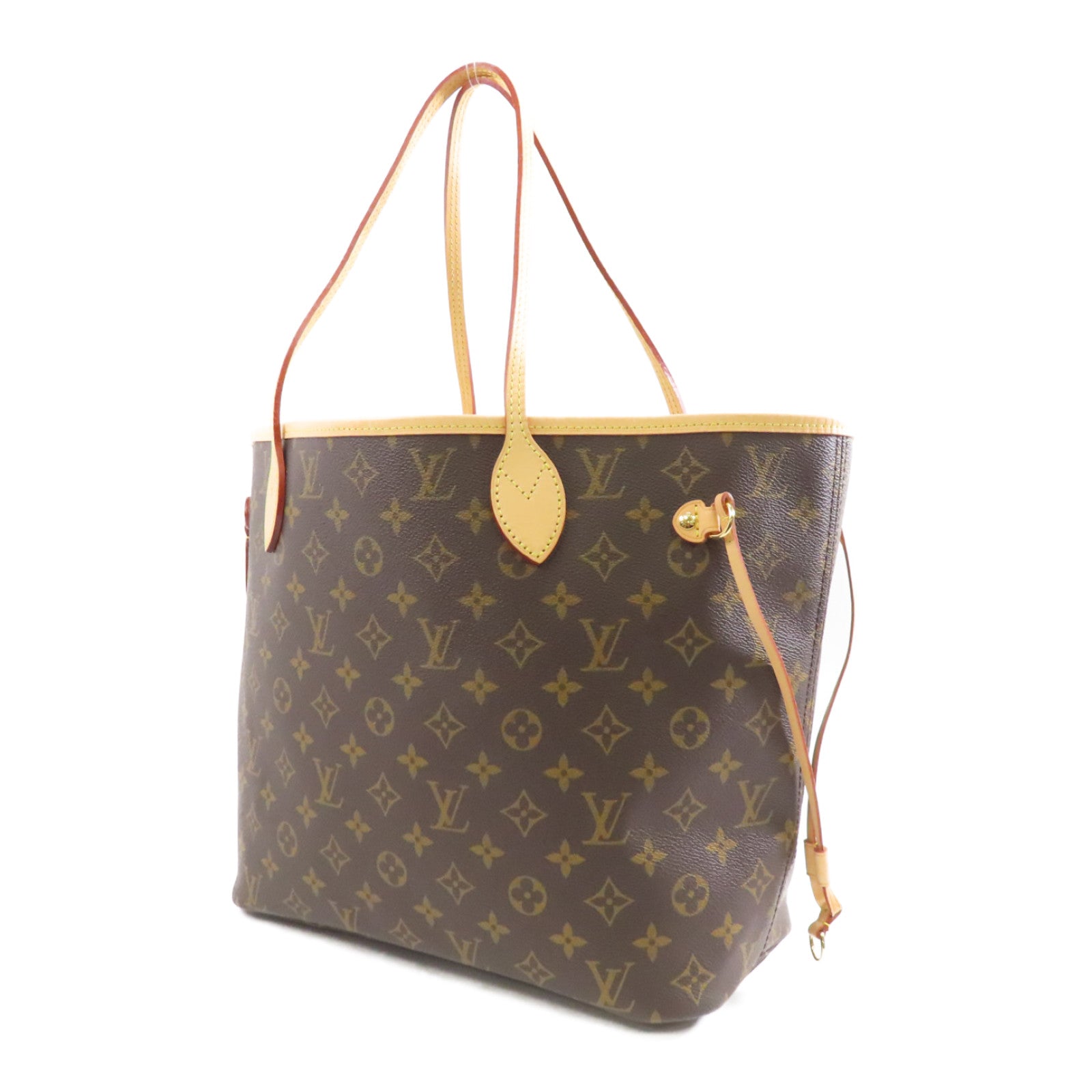 LOUIS VUITTON Monogram Neverfull MM金扣手挽袋啡色