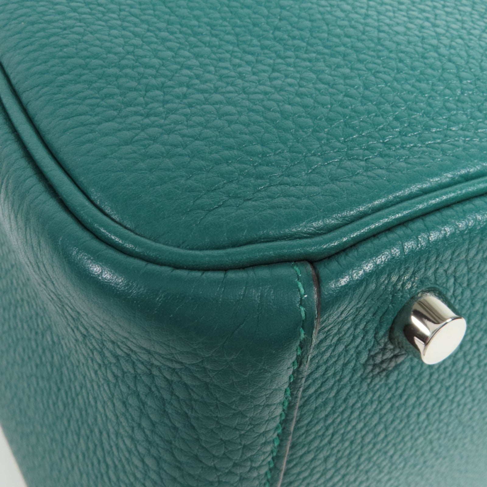 HERMES Clemence皮革Lindy 30銀扣手挽肩背兩用袋Malachite