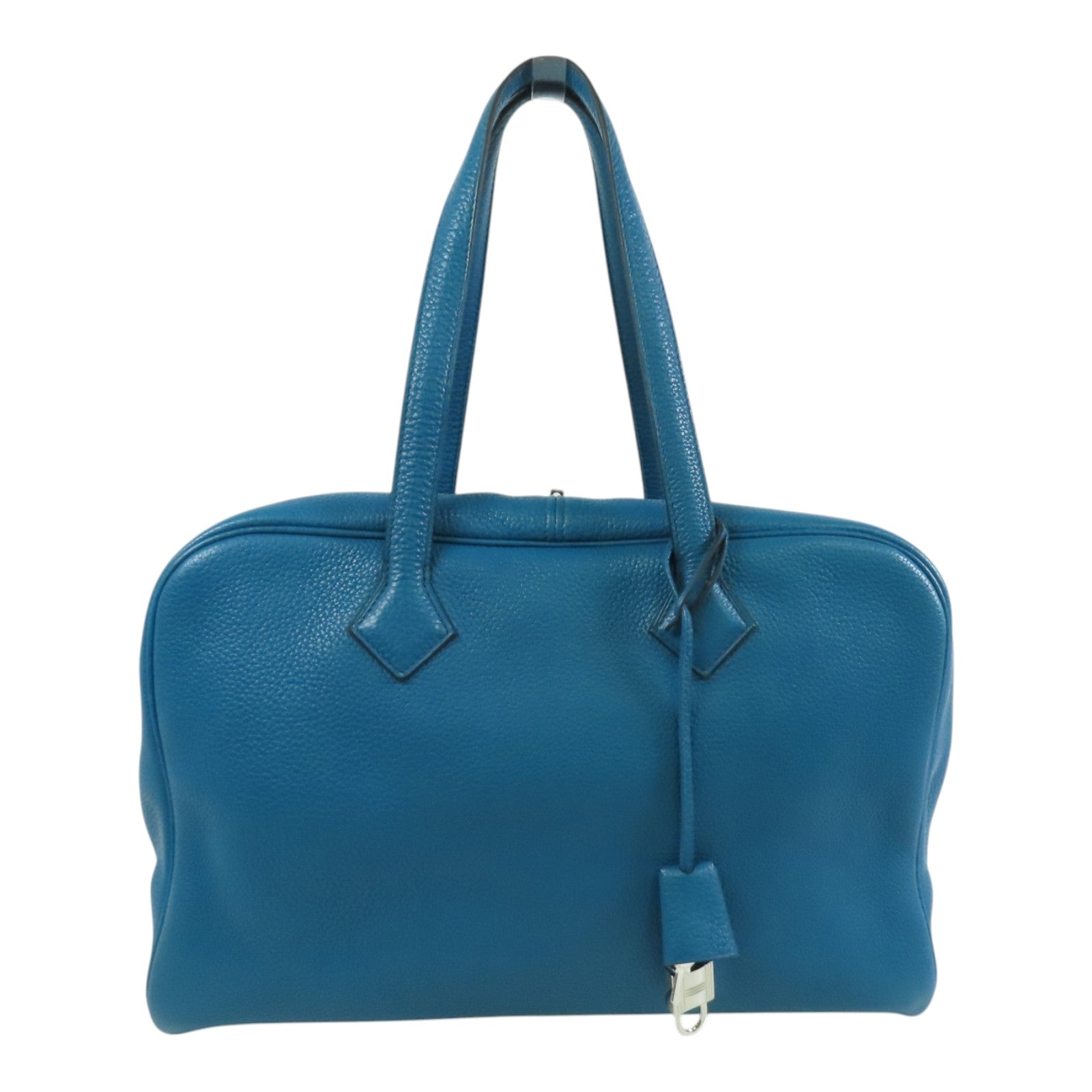 HERMES Clemence皮革Victoria銀扣手挽袋