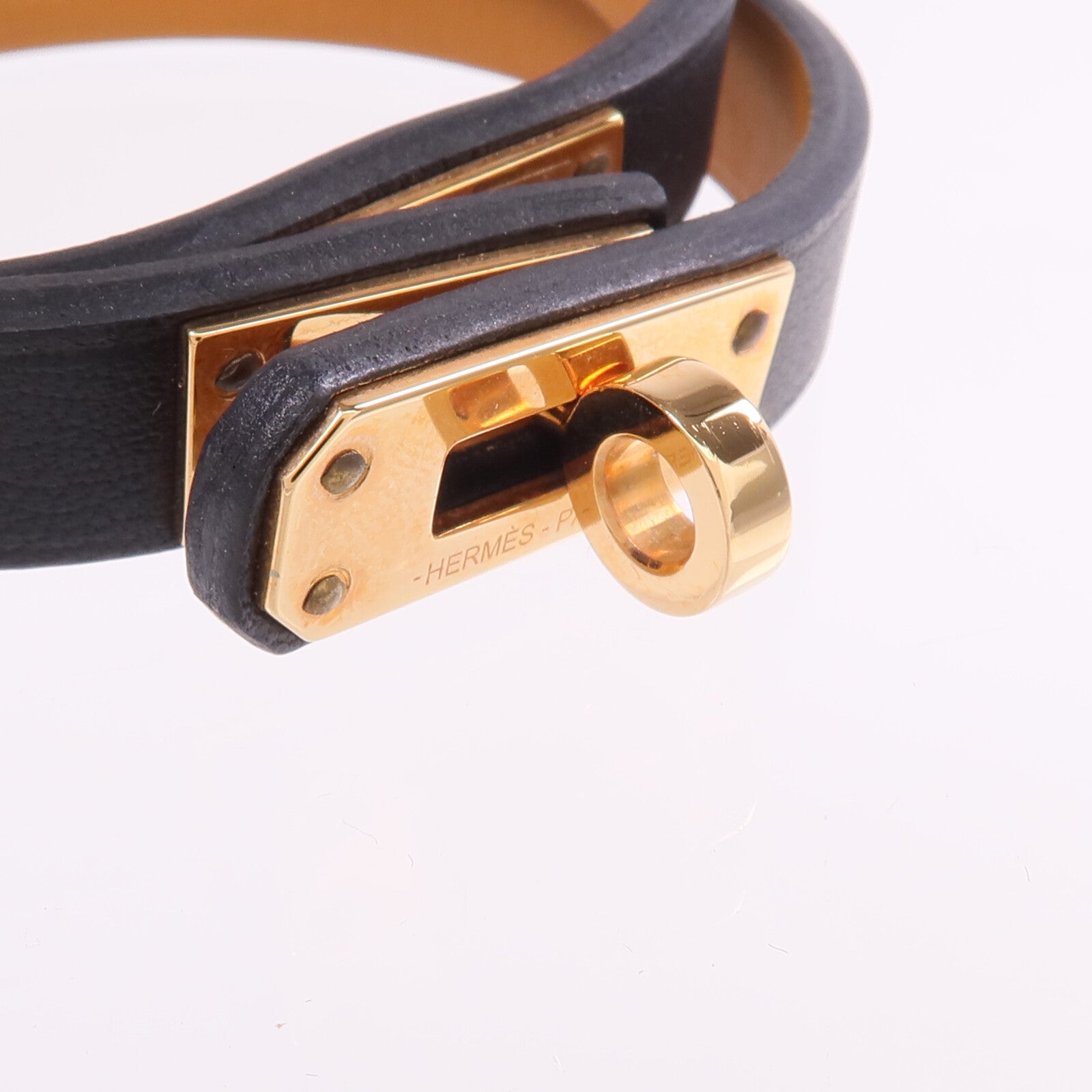 HERMES Swift皮革Mini Kelly Double Tour Bracelet金扣手帶Noir