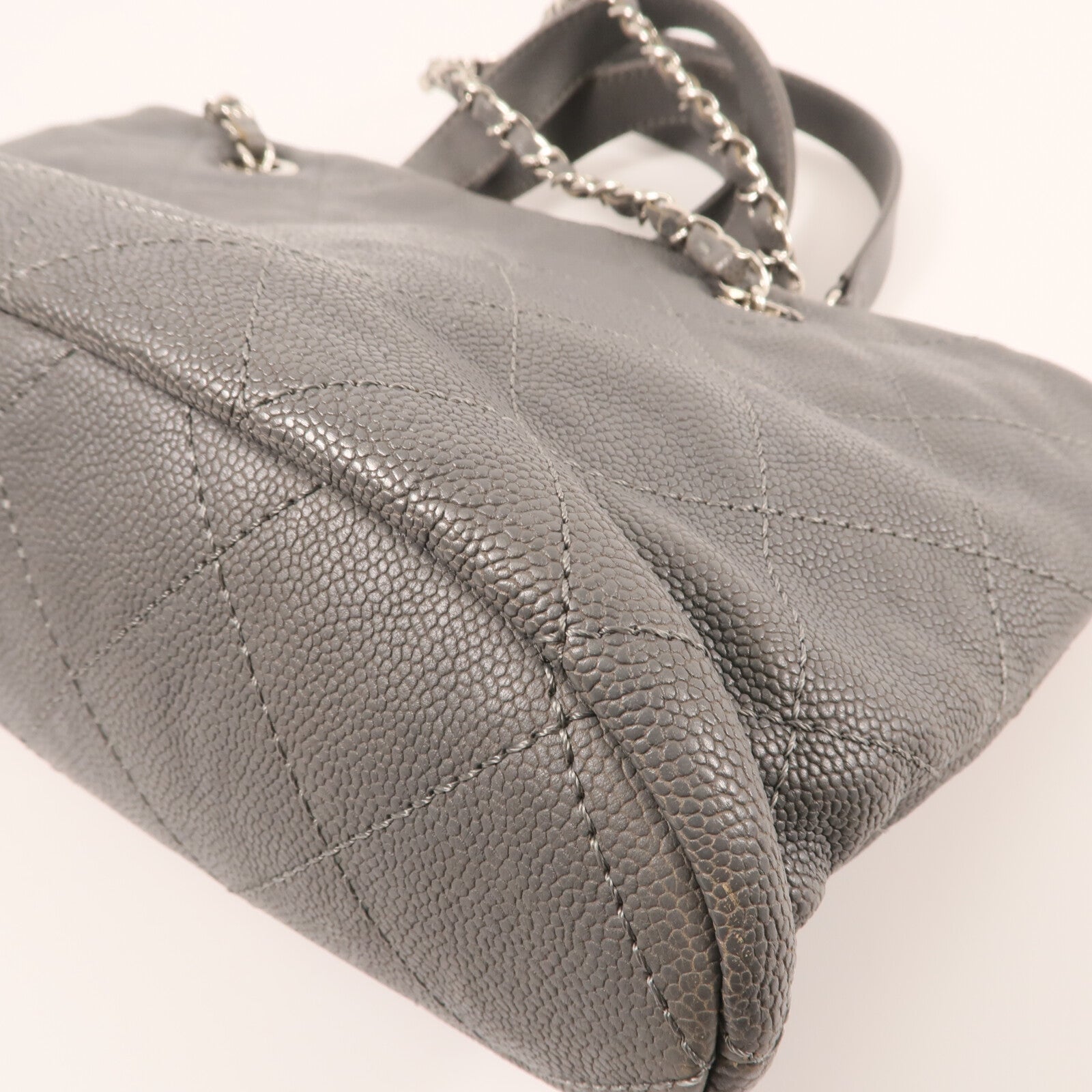 CHANEL 牛皮皮革Shoulder Bag銀扣手挽肩背兩用袋
