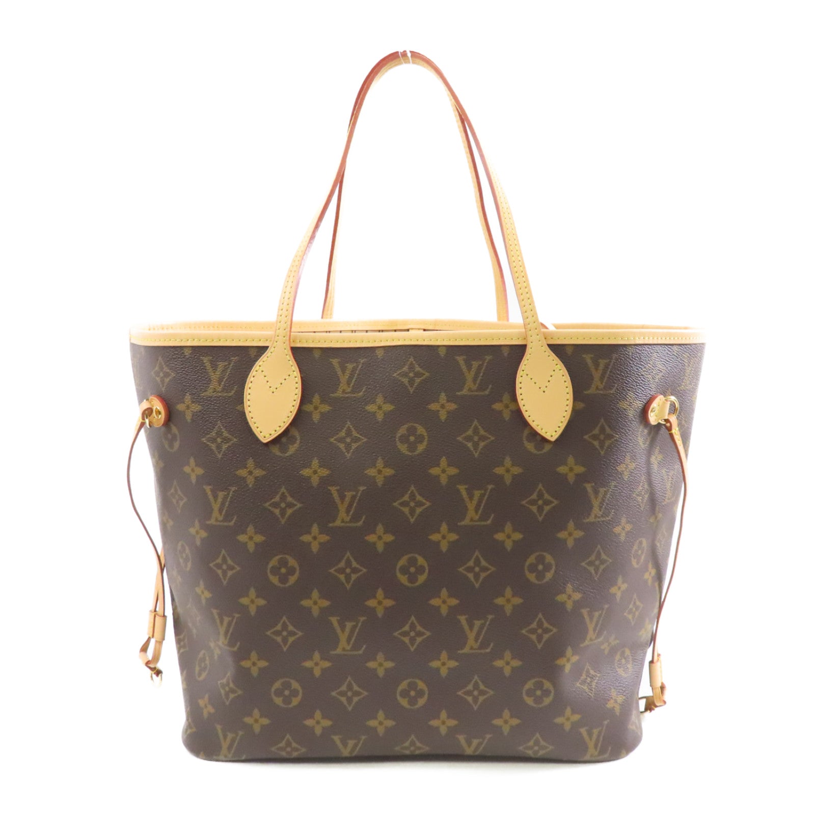 LOUIS VUITTON Monogram Neverfull MM金扣手挽袋啡色