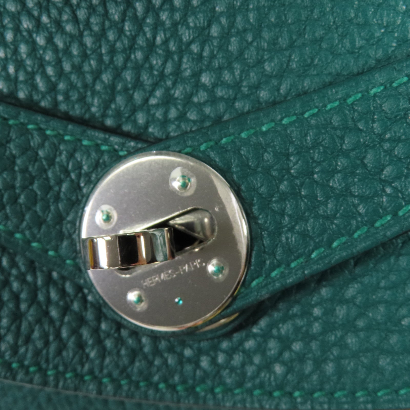 HERMES Clemence皮革Lindy 30銀扣手挽肩背兩用袋Malachite