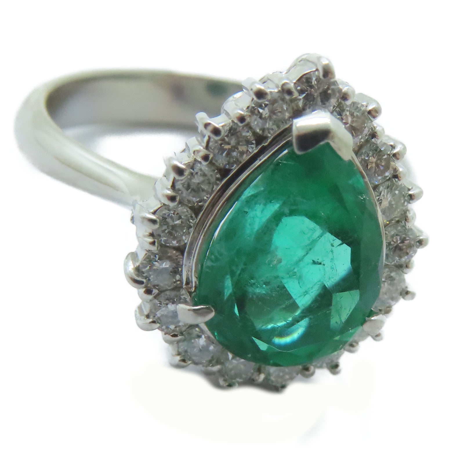 JEWELRY PT900鉑金Emerald Ring 1.85ct綠寶石/0.37ct鑽石戒指US#6.25