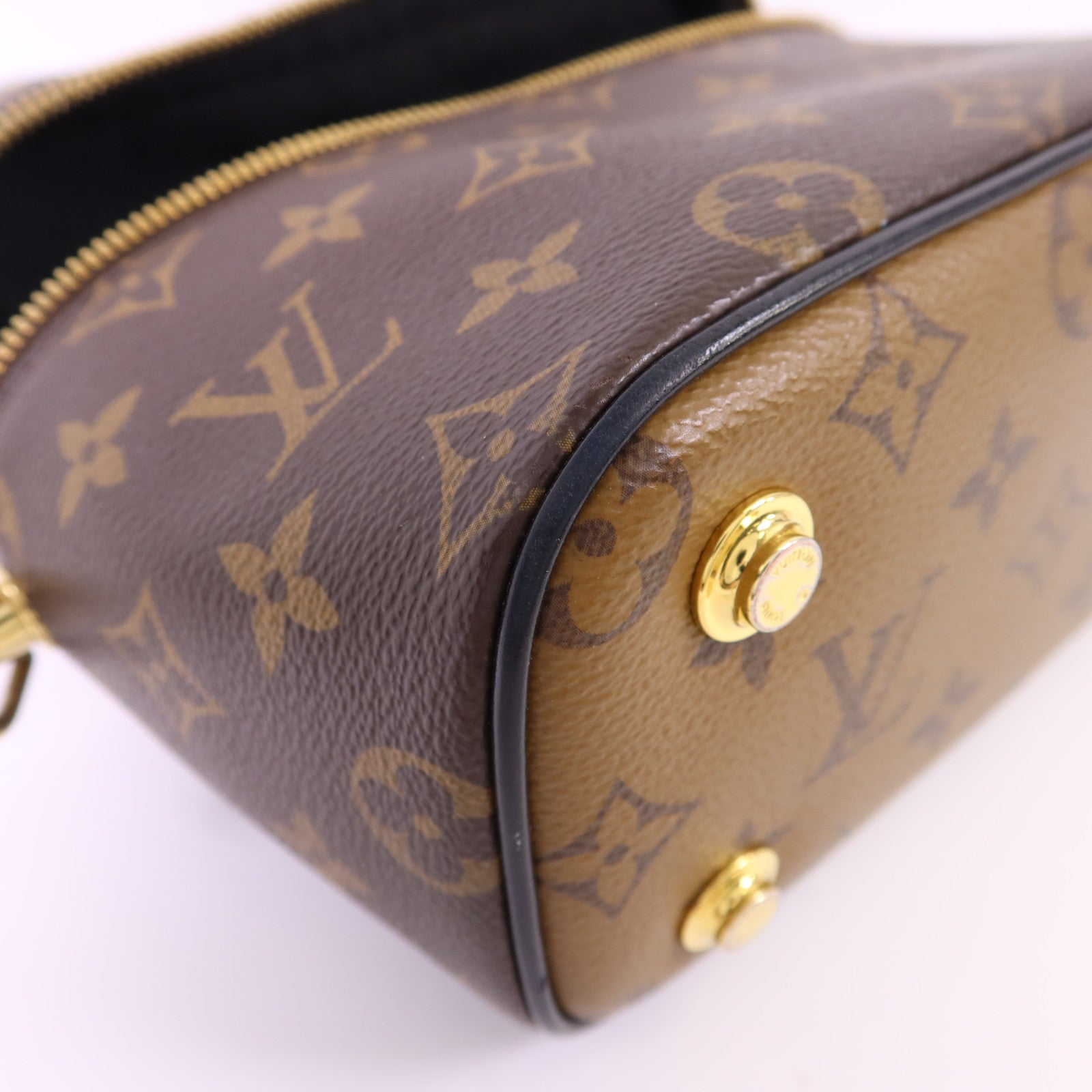 LOUIS VUITTON Monogram Reverse Vanity PM金扣手挽肩背兩用袋棕色