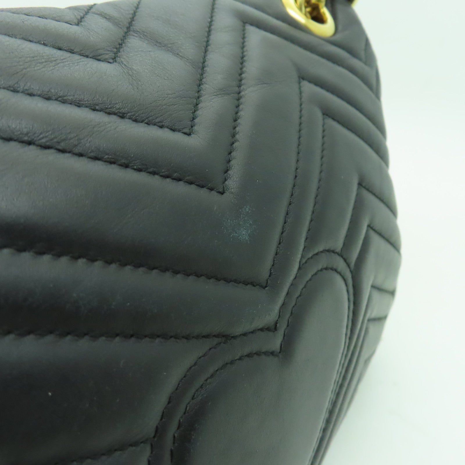 GUCCI 牛皮皮革GG Marmont Bag金扣鏈帶肩背袋黒色