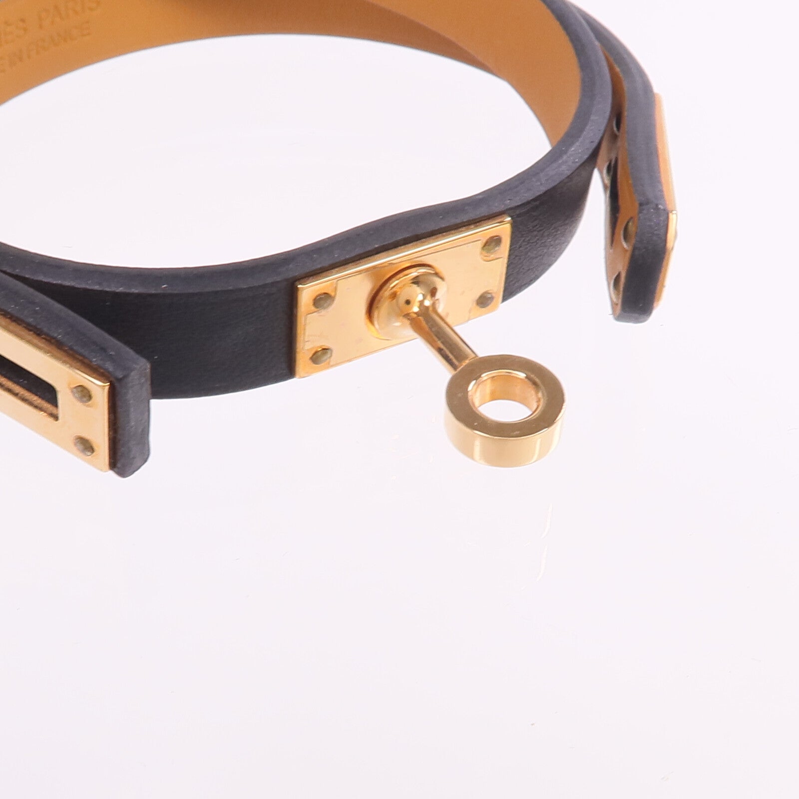 HERMES Swift皮革Mini Kelly Double Tour Bracelet金扣手帶Noir
