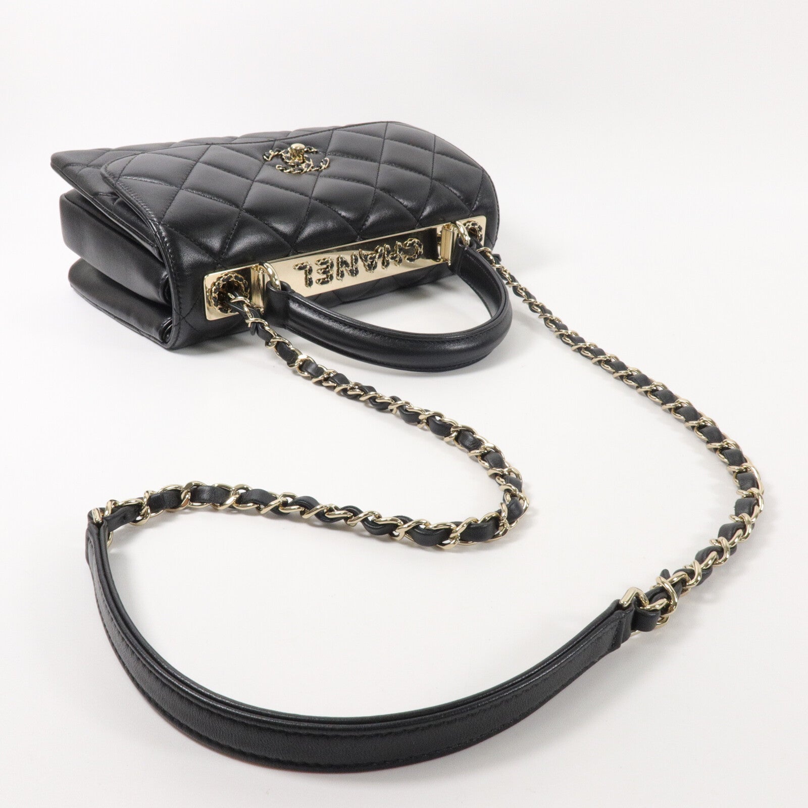 CHANEL 羊皮皮革Trendy CC Top Handle鏈帶手挽肩背兩用袋