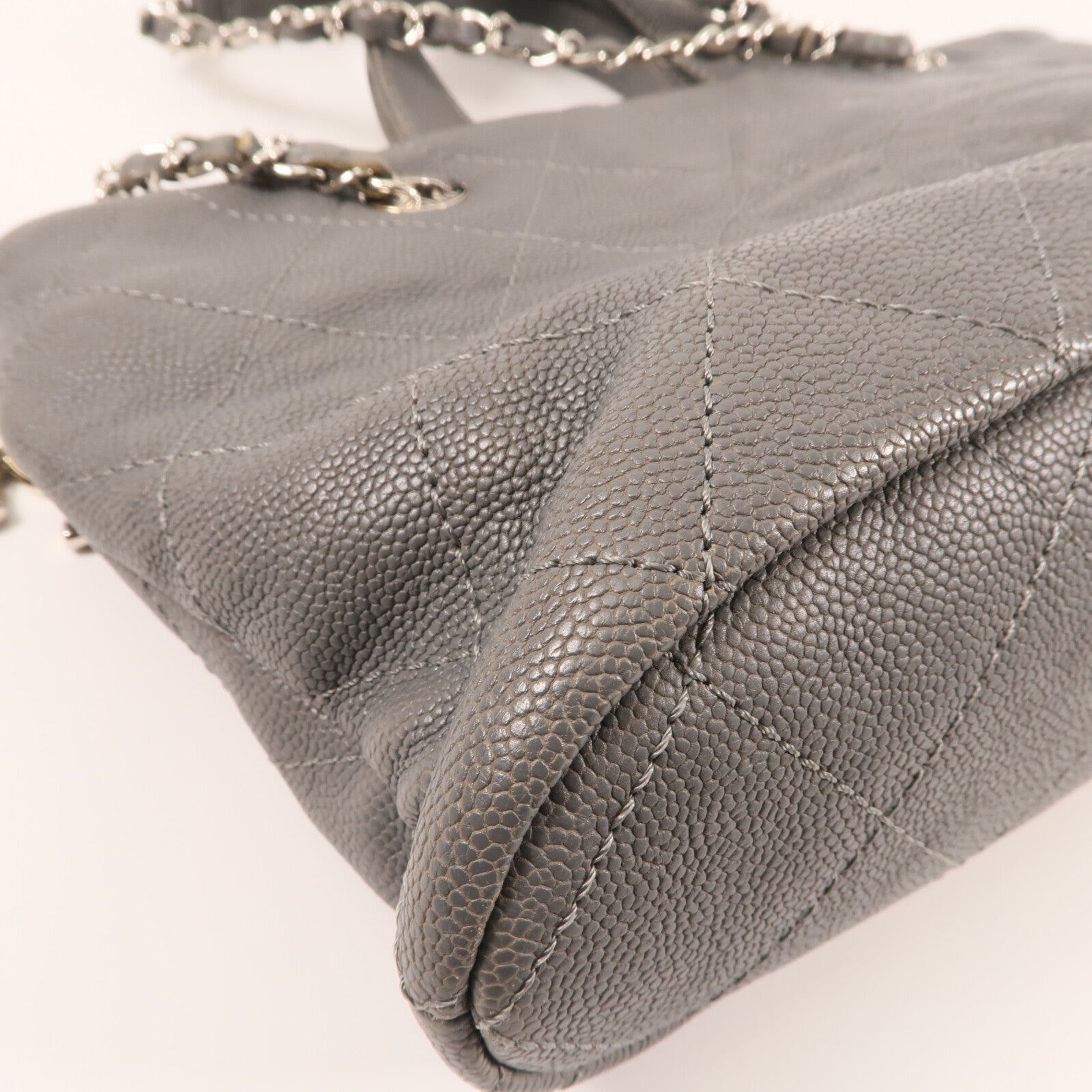 CHANEL 牛皮皮革Shoulder Bag銀扣手挽肩背兩用袋