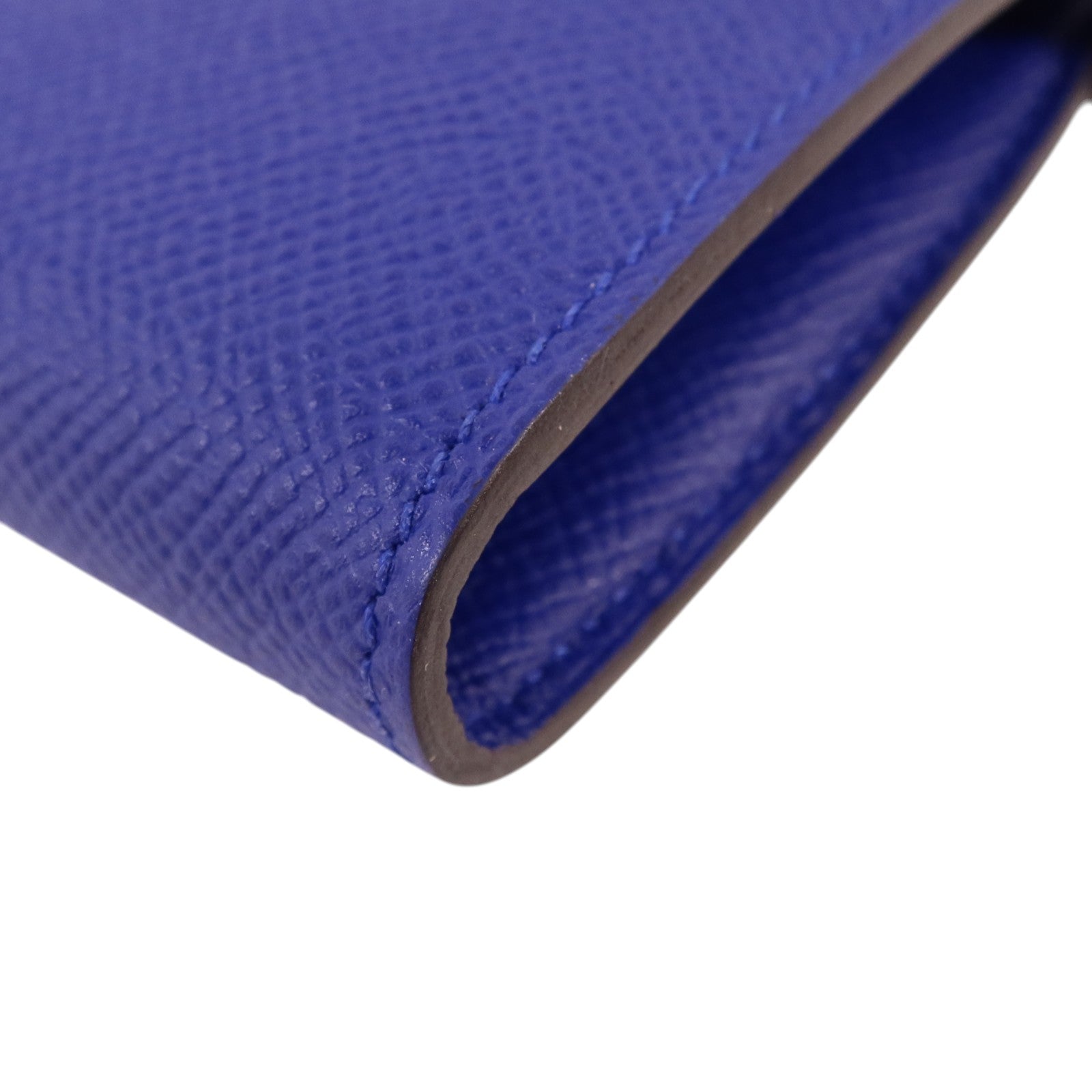 HERMES Epsom皮革Kelly Wallet銀扣長錢包Bleu Electrique