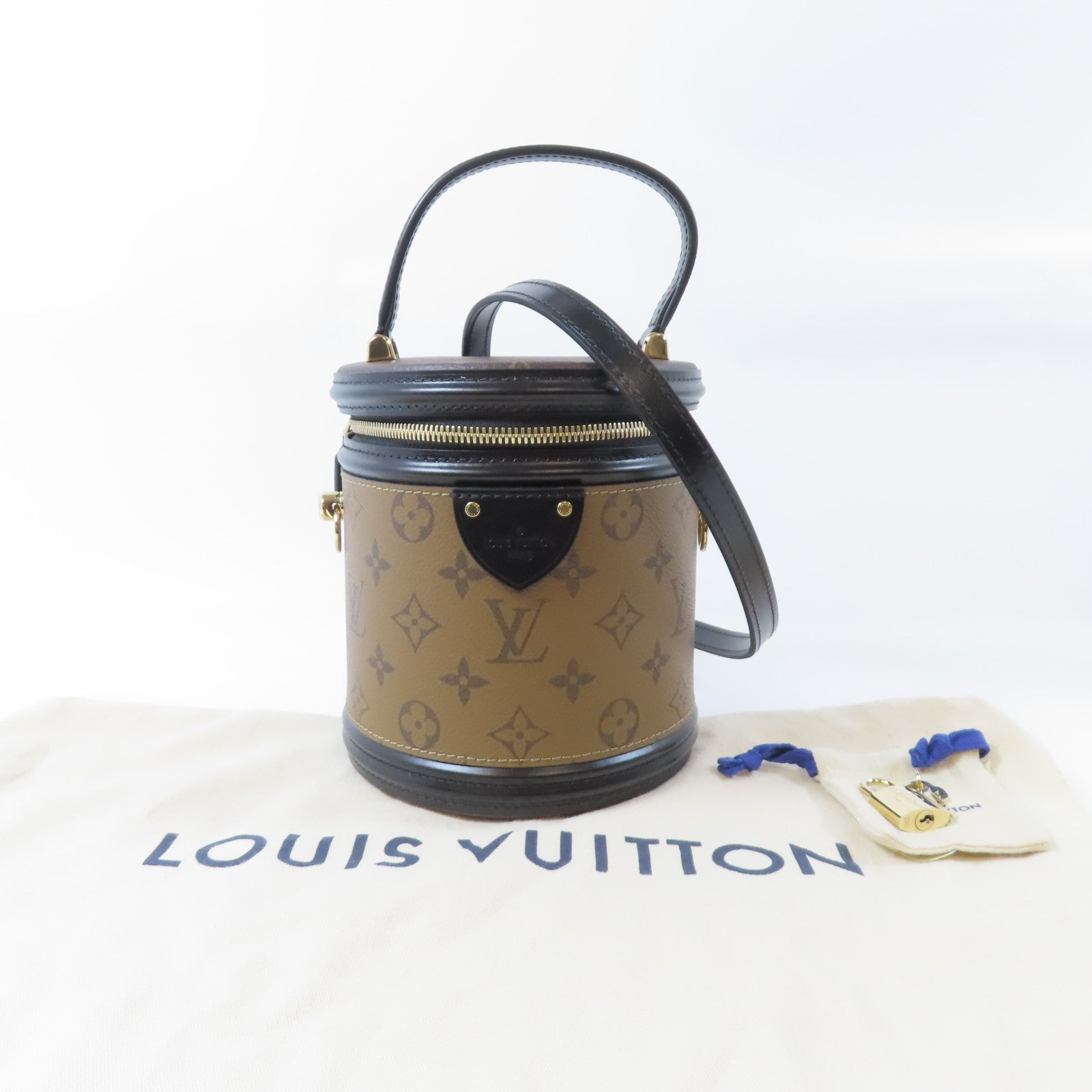LOUIS VUITTON Monogram Reverse Cannes金扣手挽肩背兩用袋啡色