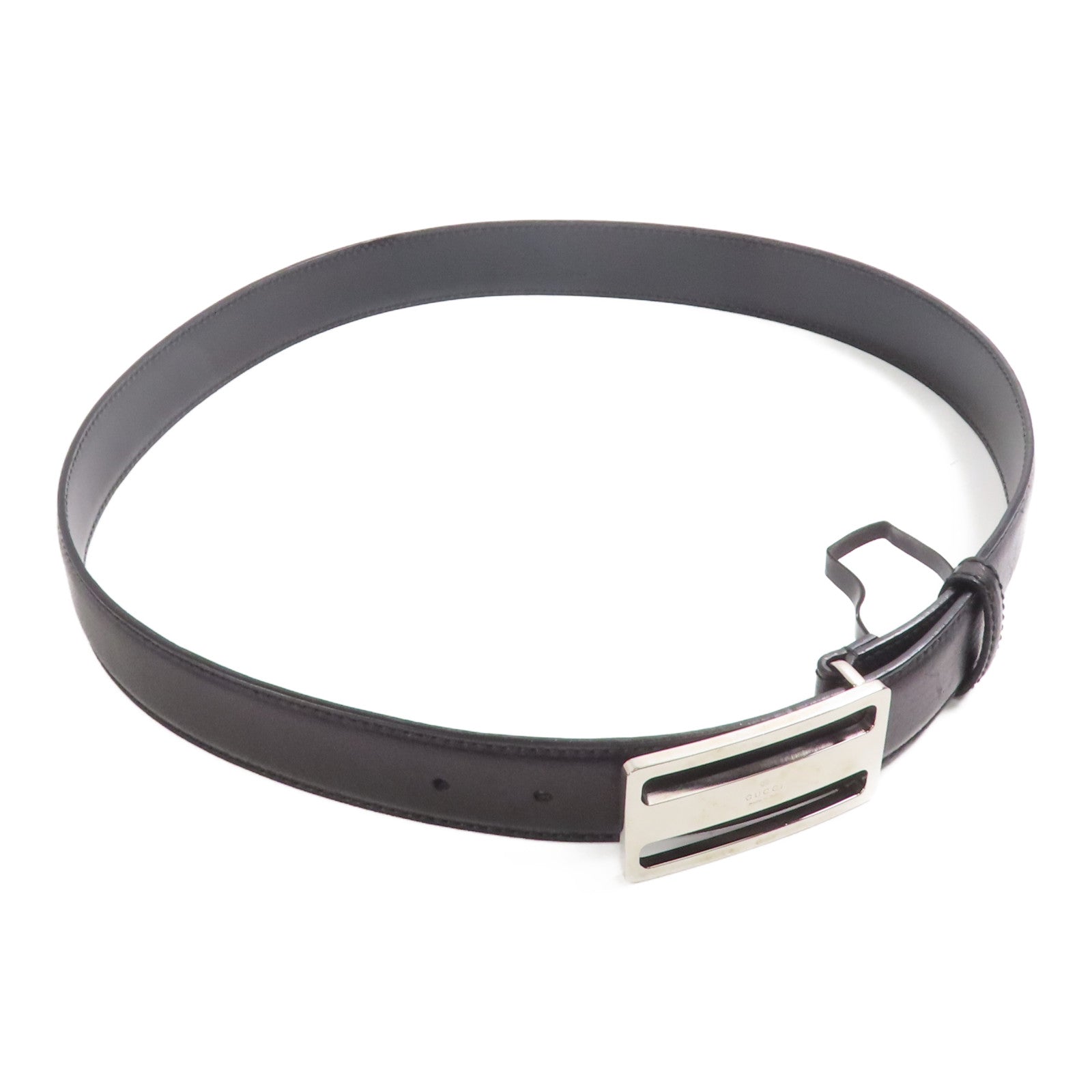 GUCCI 牛皮皮革Belt 90cm銀扣皮帶
