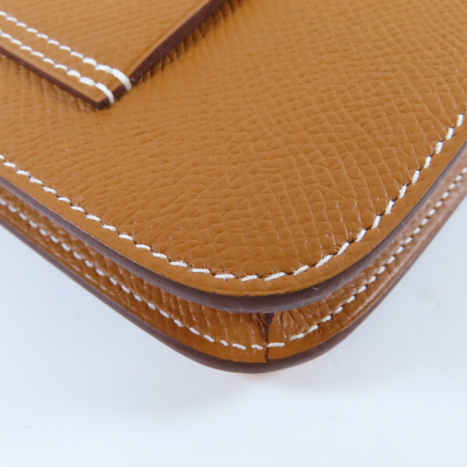 HERMES Epsom皮革Constance Slim銀扣錢包Gold經典駝色