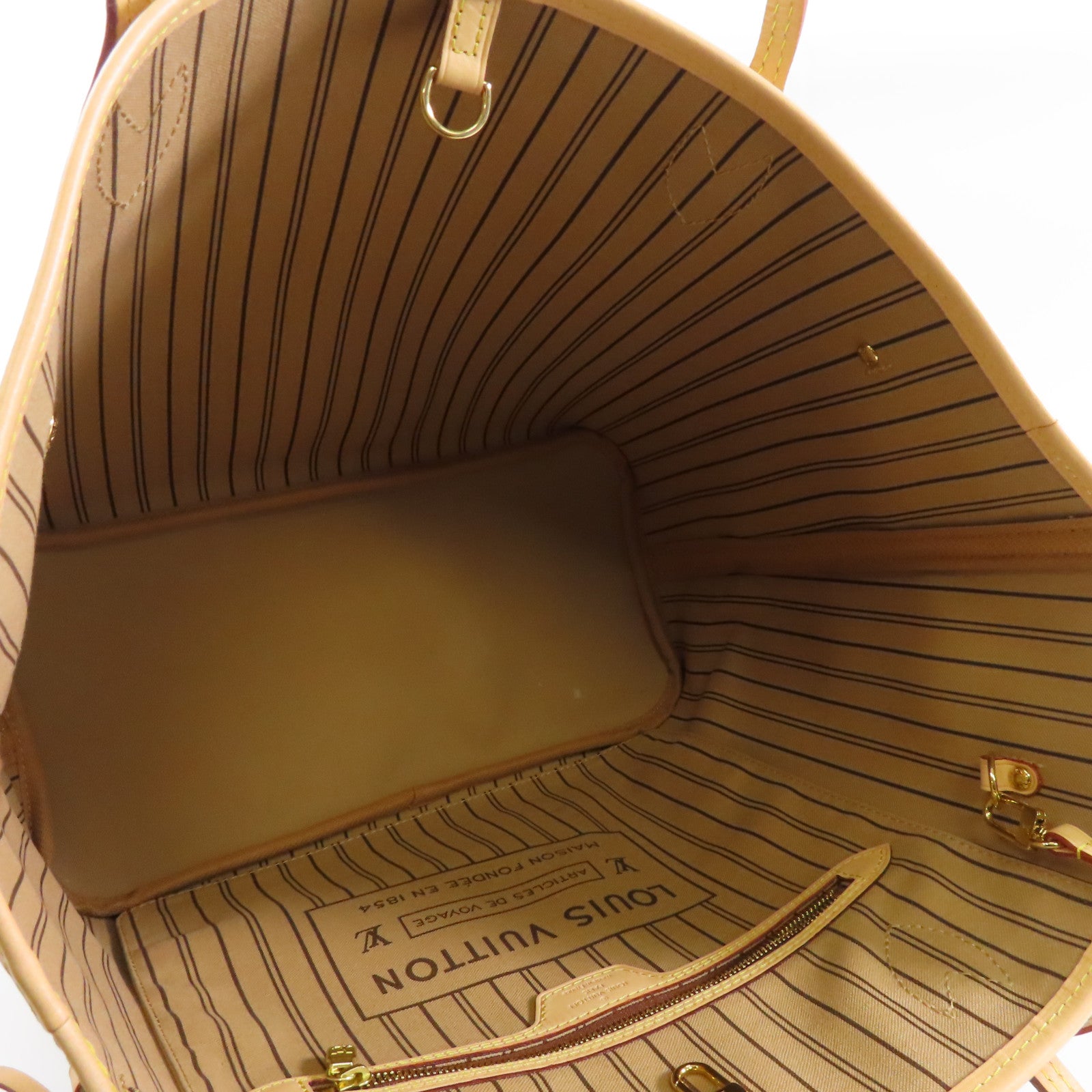 LOUIS VUITTON Monogram Neverfull MM金扣手挽袋啡色